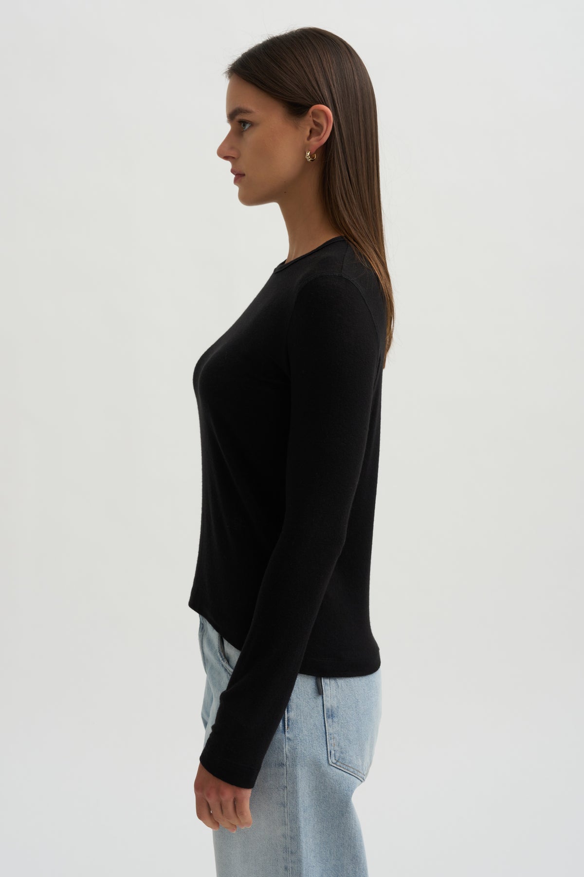 Wool Tencel Crewneck Top