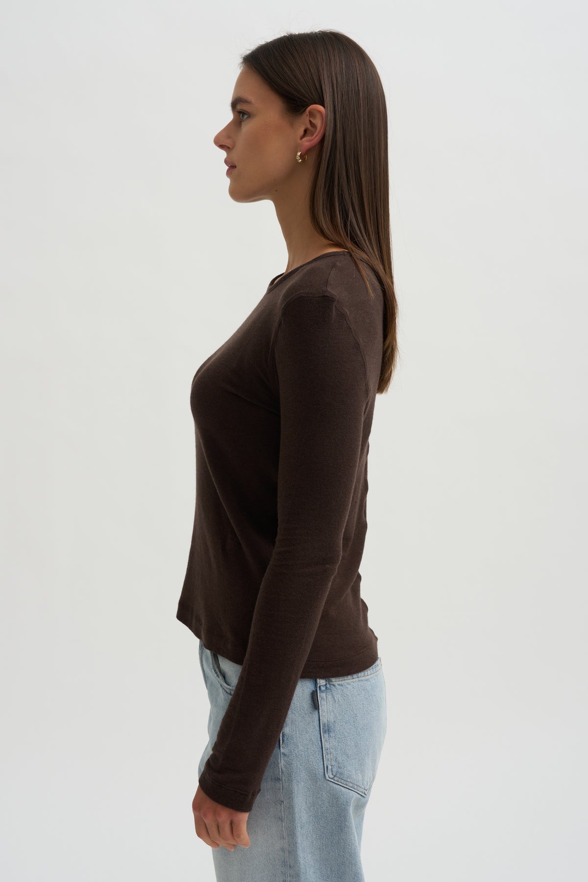 Wool Tencel Crewneck Top