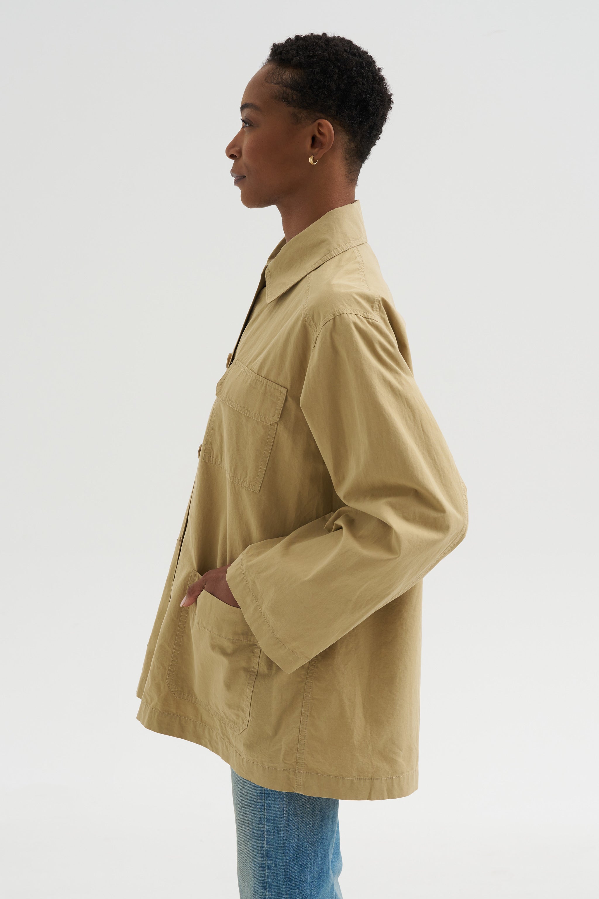 Linen Blend Work Jacket, Beige – Kick Pleat