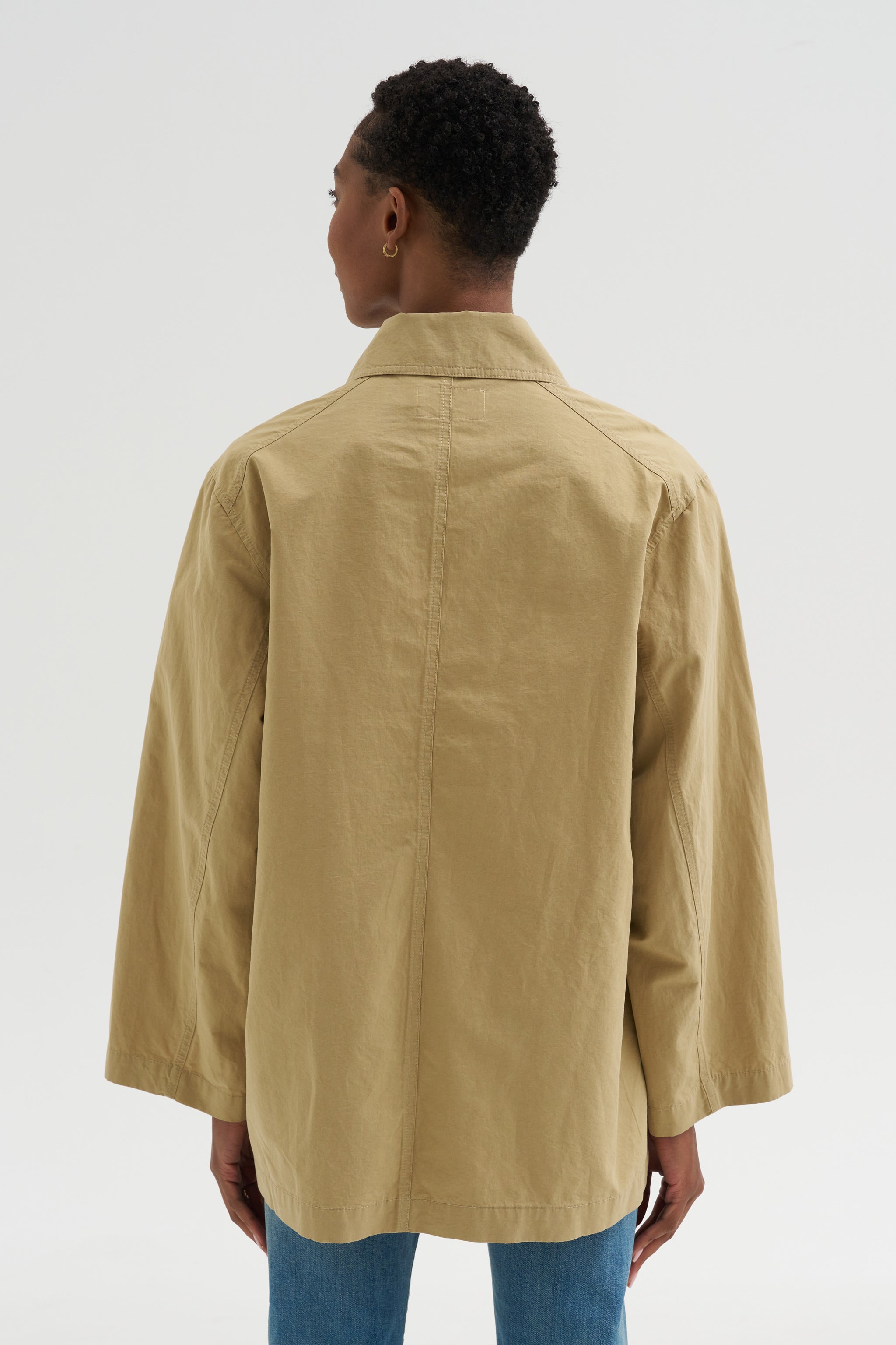 Linen Blend Work Jacket, Beige – Kick Pleat