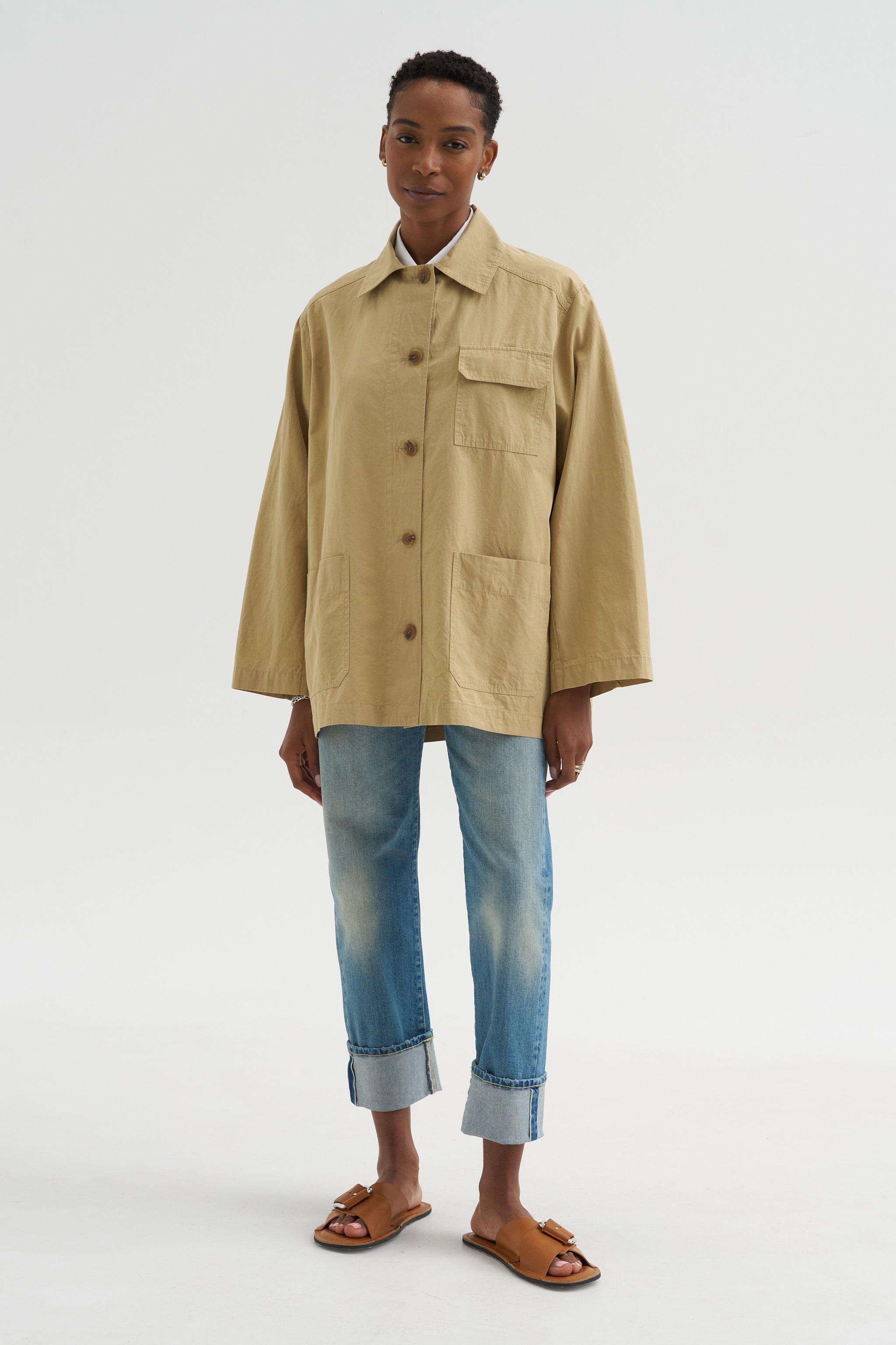 トップス journal standard Luxe linen work jacket Linen Blend Work Jacket, Beige – Kick Pleat