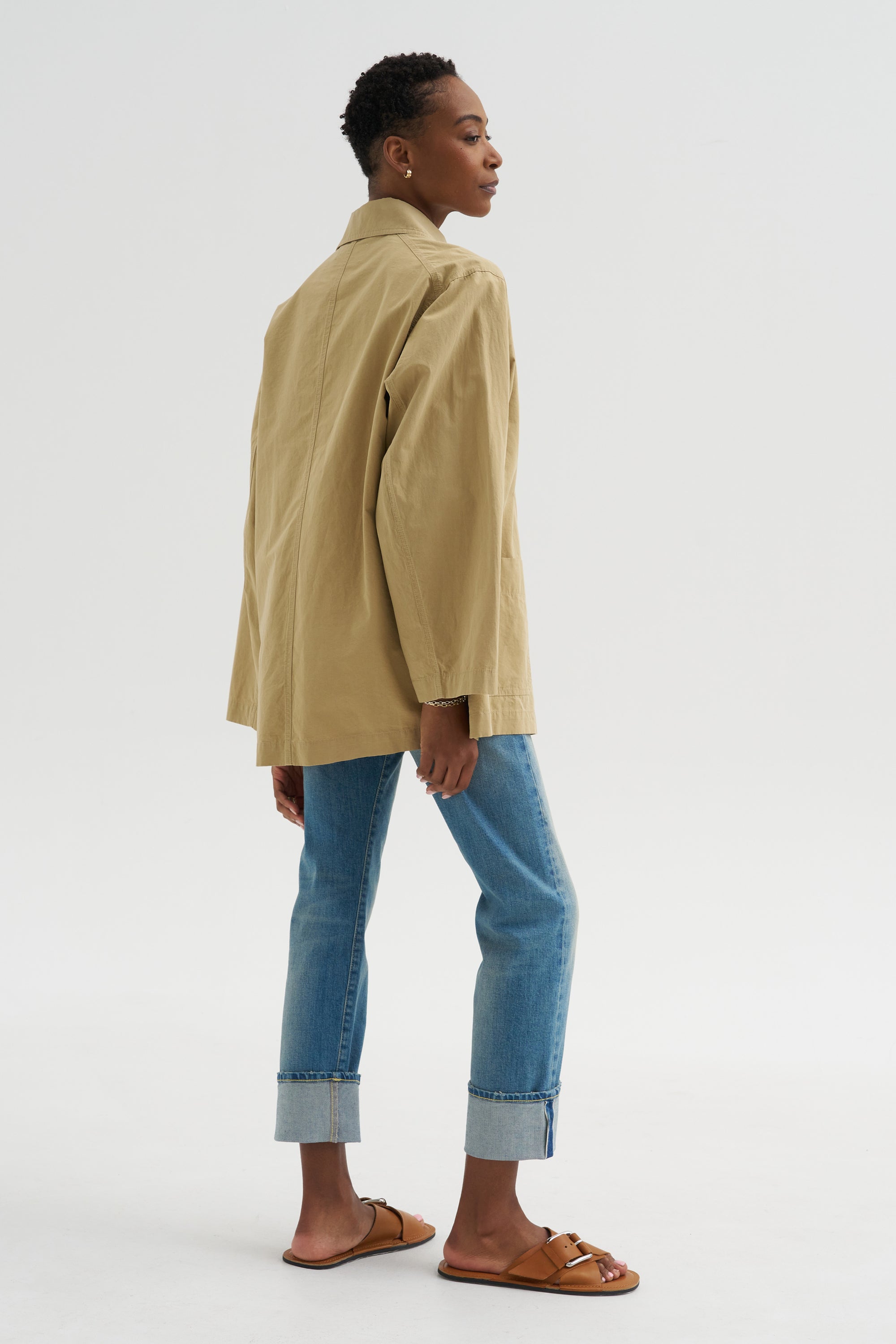 Linen Blend Work Jacket, Beige