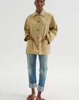 Linen Blend Work Jacket, Beige