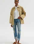 Linen Blend Work Jacket, Beige