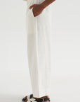 Linen Blend Cropped Pants, Ivory