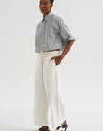 Linen Blend Cropped Pants, Ivory