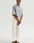 Linen Blend Cropped Pants, Ivory