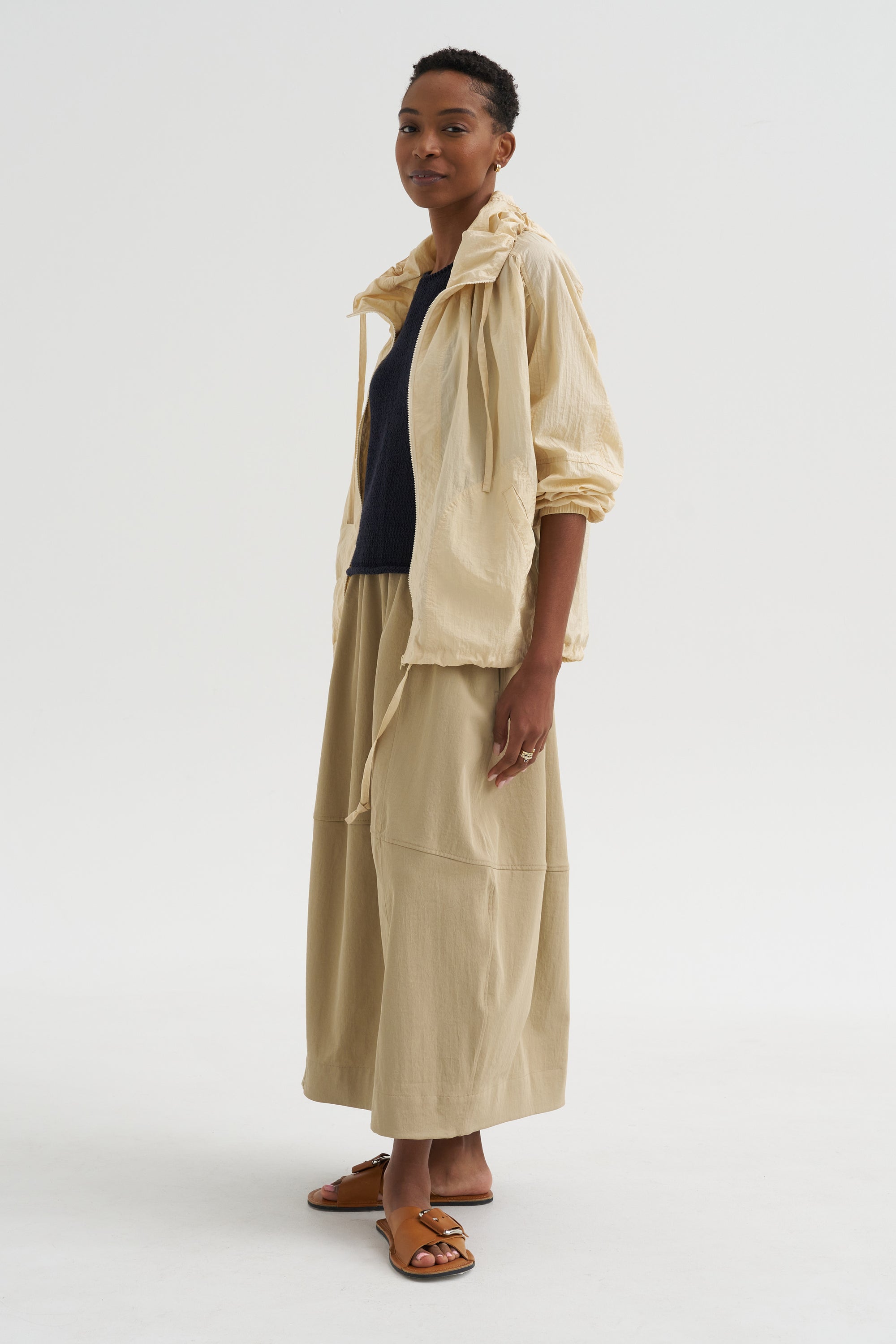 Balloon Midi Skirt, Beige