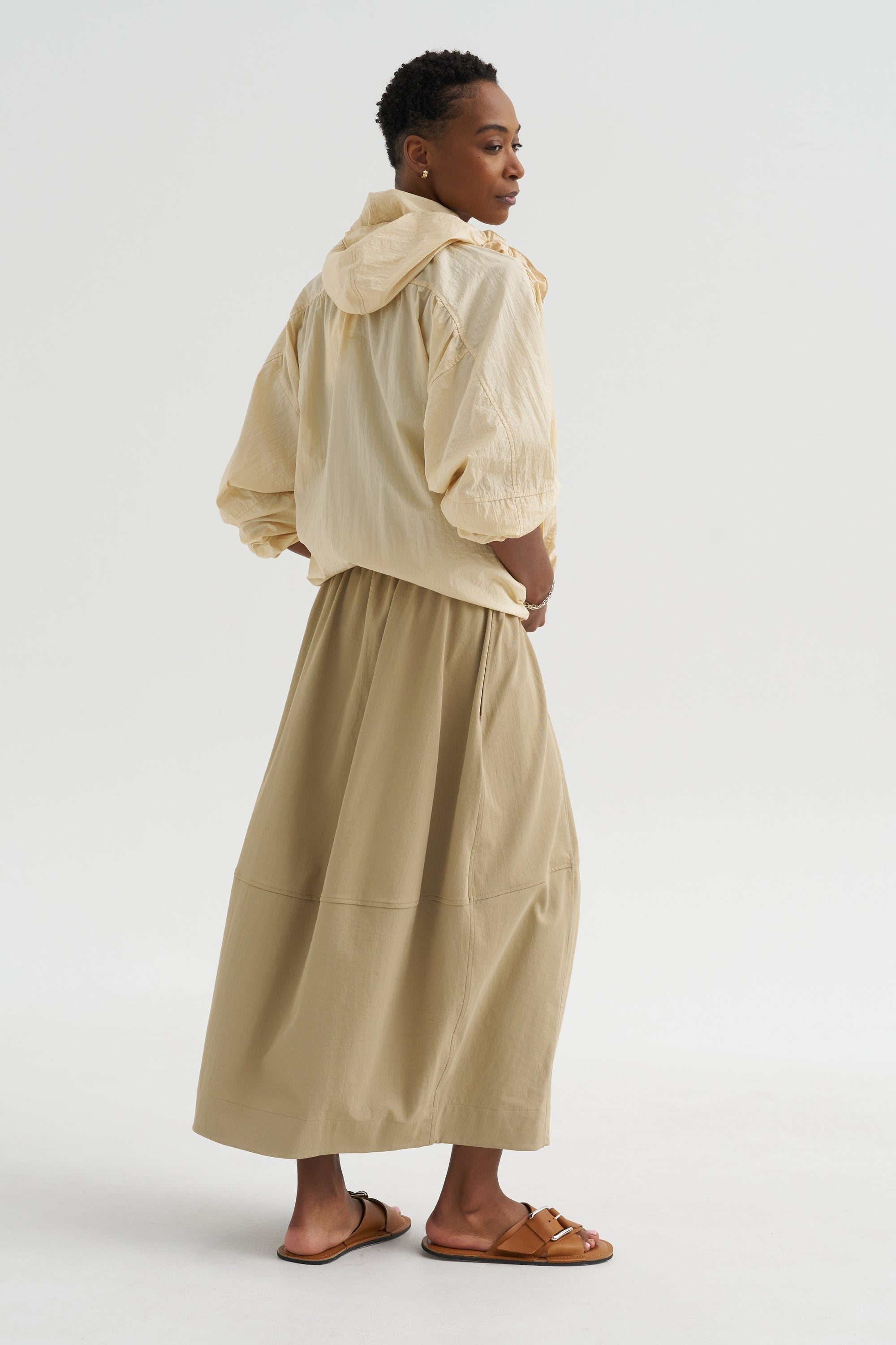 Balloon Midi Skirt, Beige