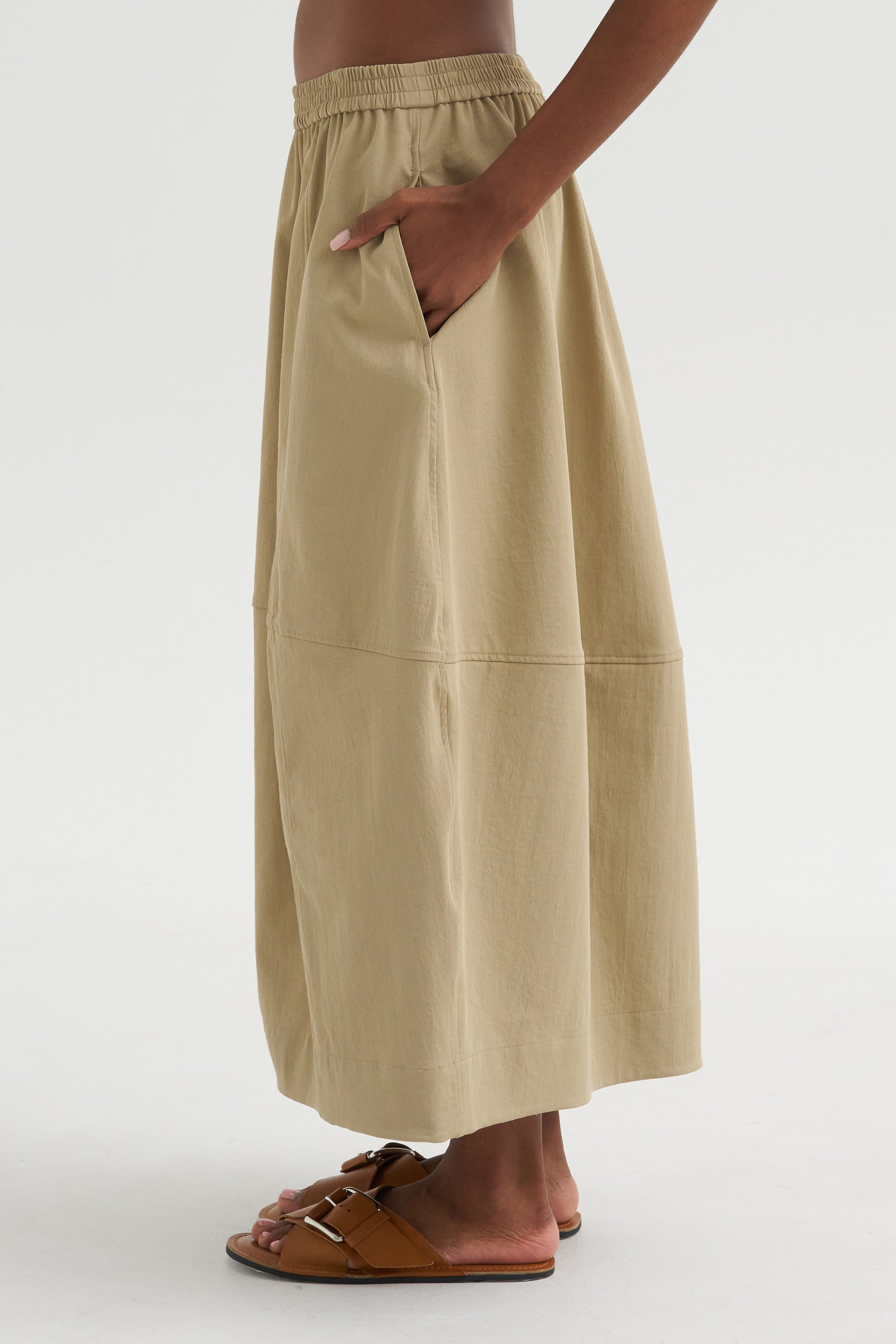 Balloon Midi Skirt, Beige – Kick Pleat