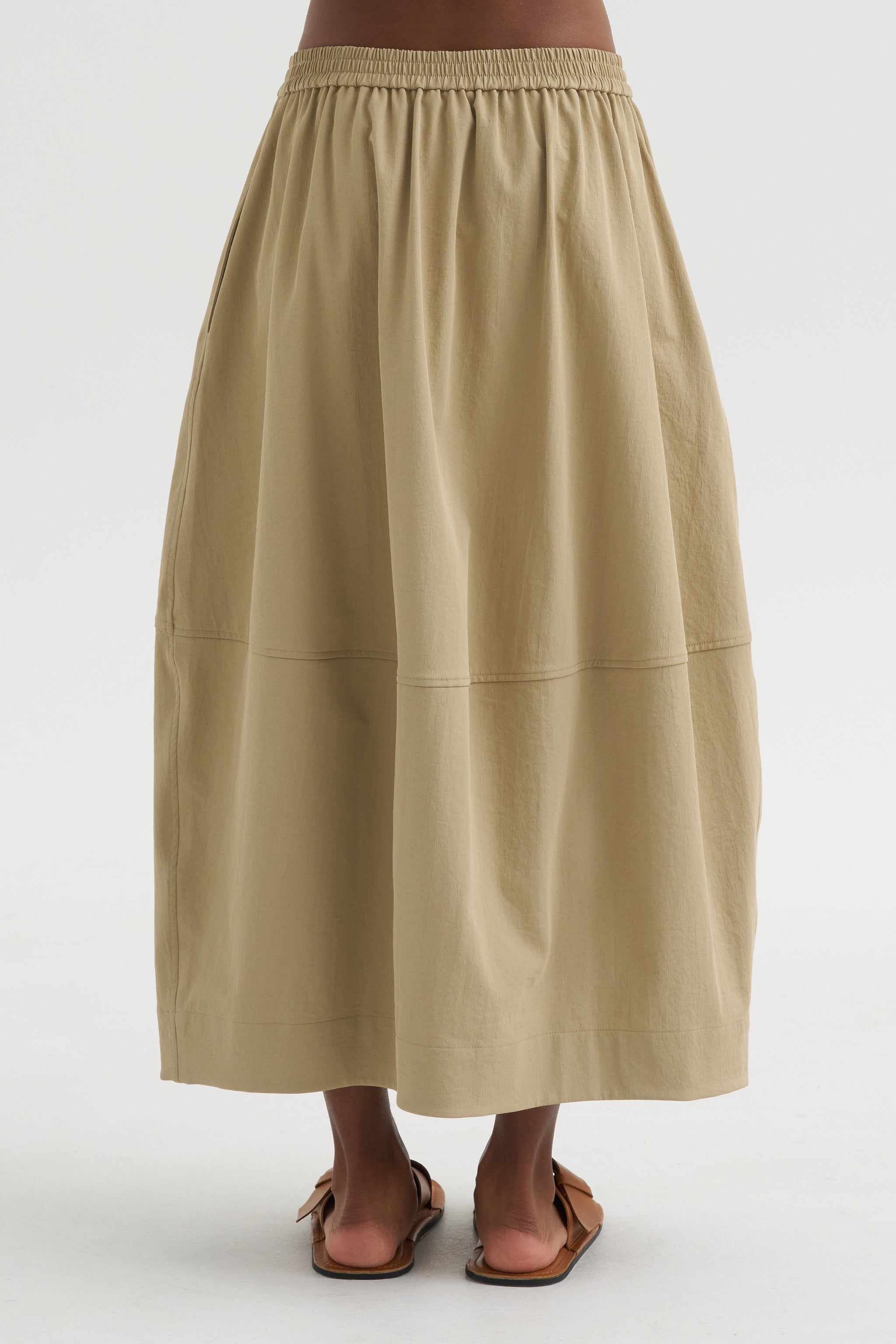 Balloon Midi Skirt, Beige – Kick Pleat
