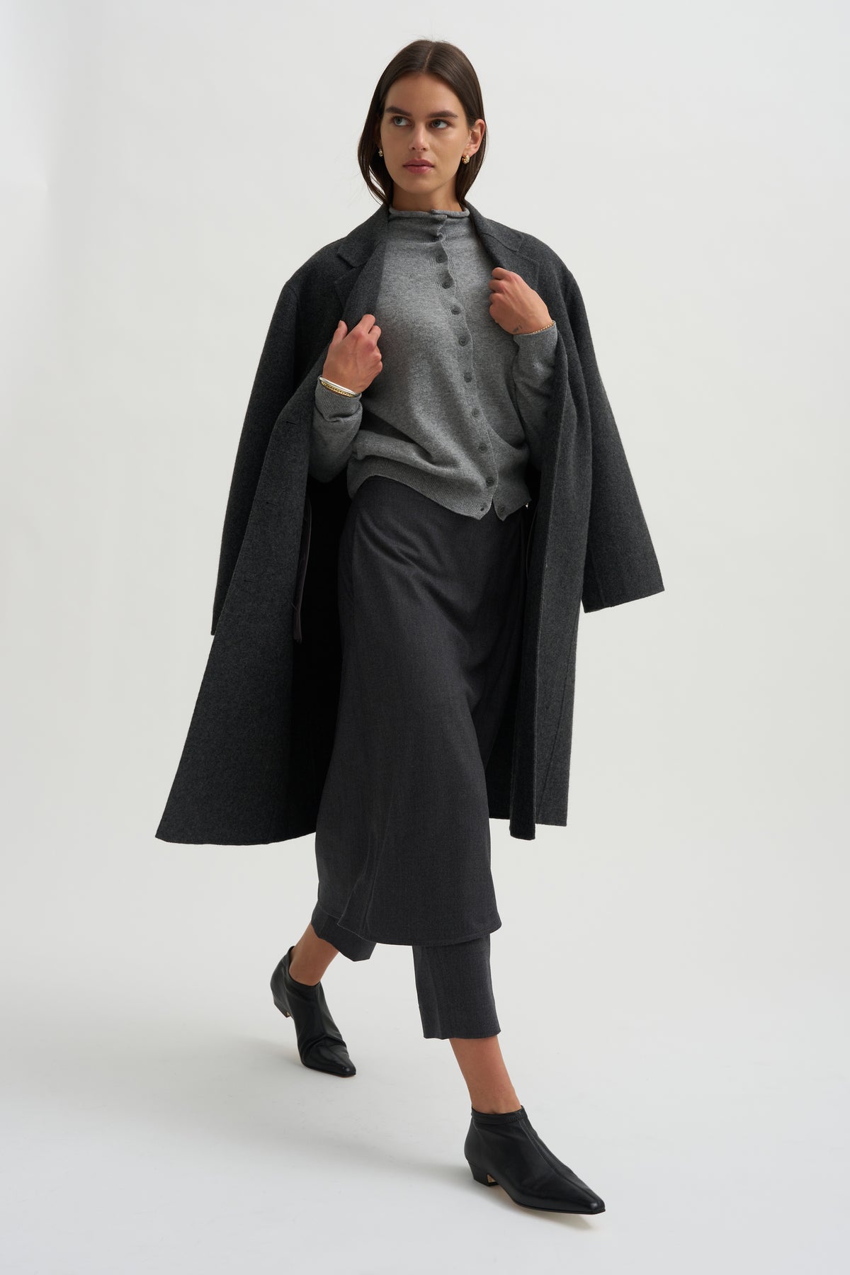 Mock Neck Cardigan, Gray