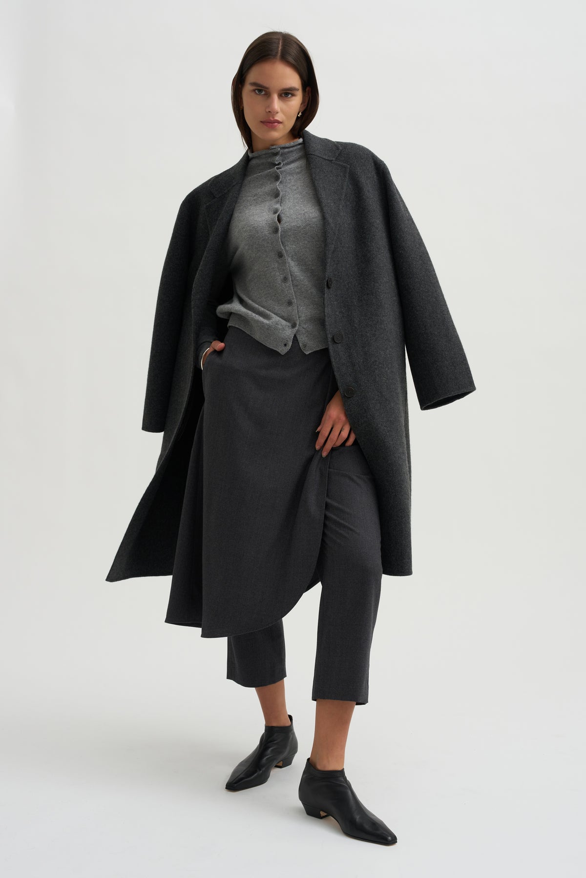 Mock Neck Cardigan, Gray