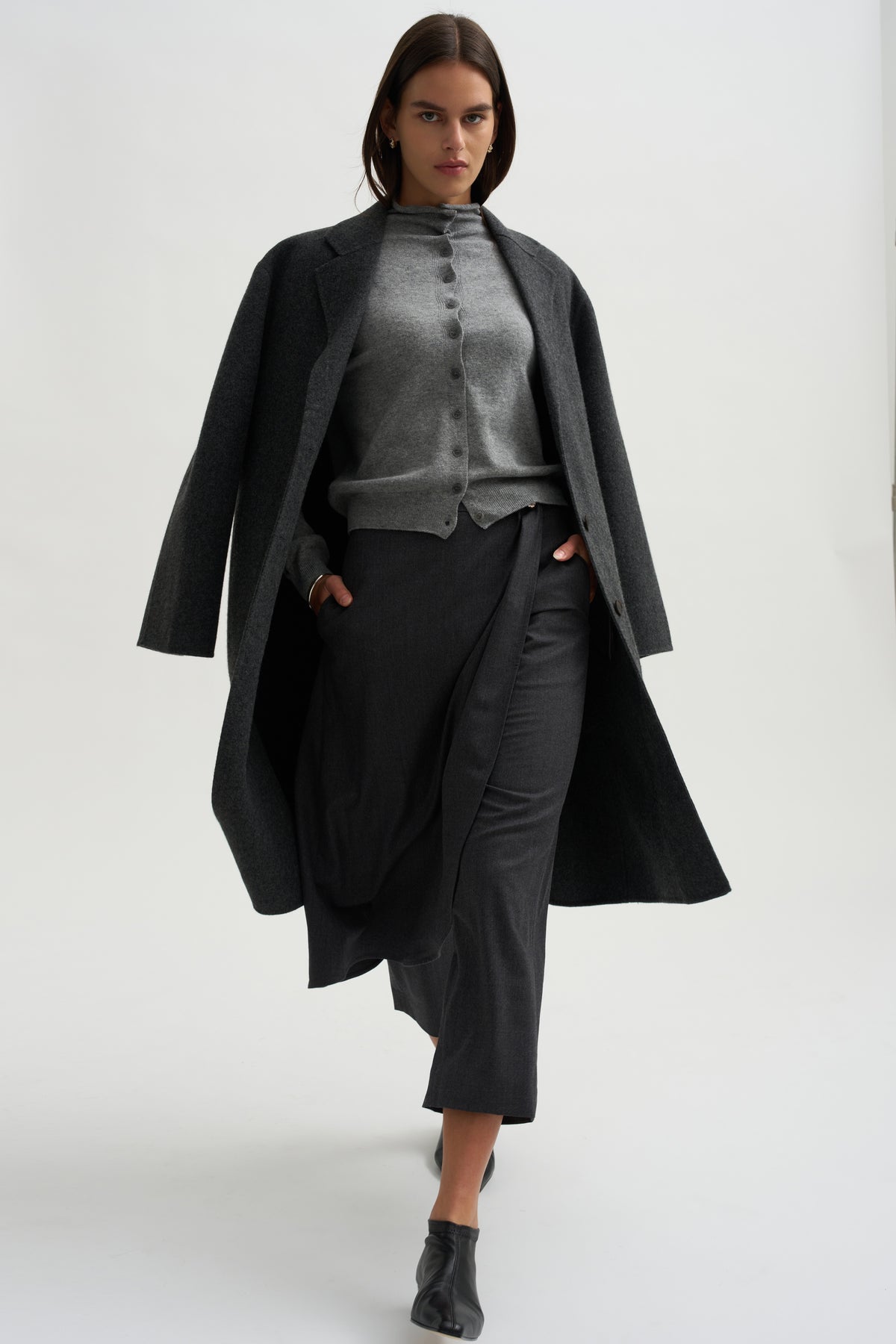 Mock Neck Cardigan, Gray
