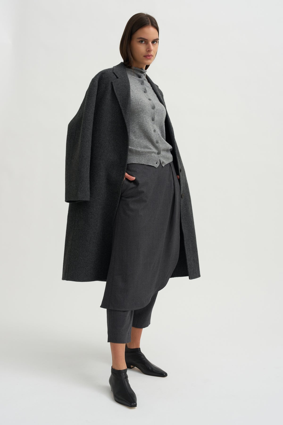 Mock Neck Cardigan, Gray