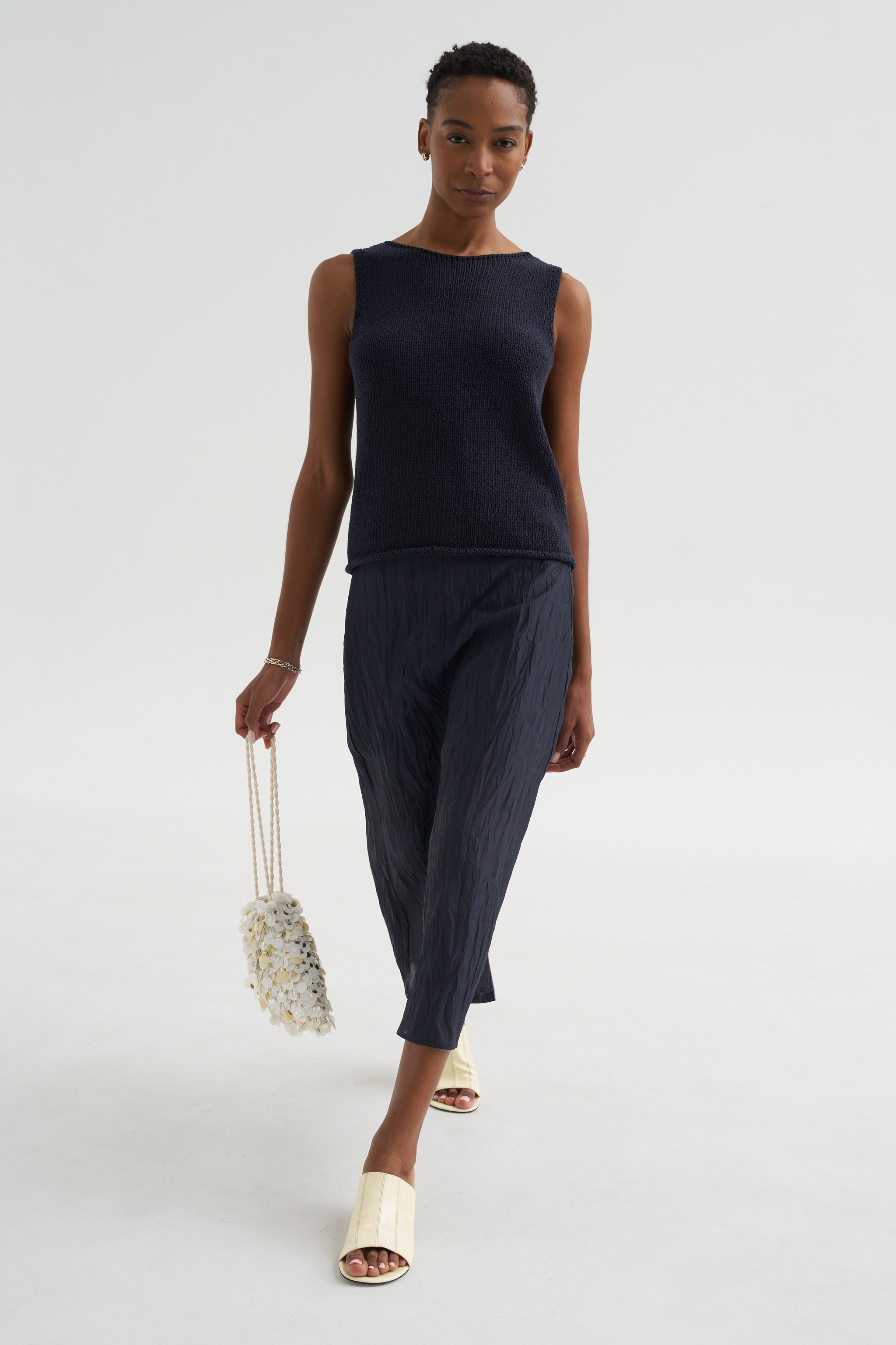 Crinkled Midi Skirt – Kick Pleat