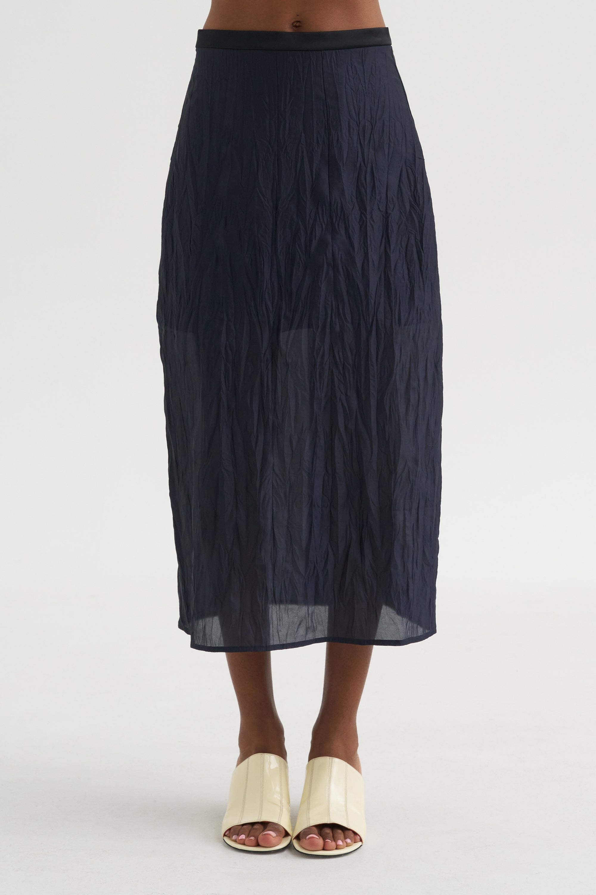 Crinkled Midi Skirt