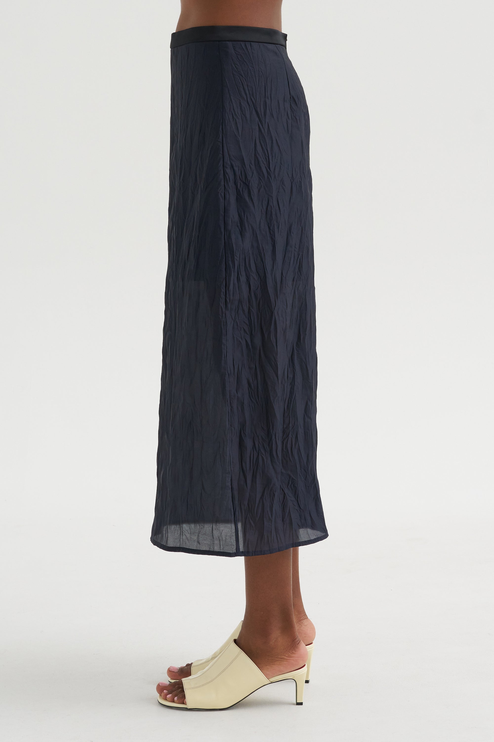 Crinkled Midi Skirt