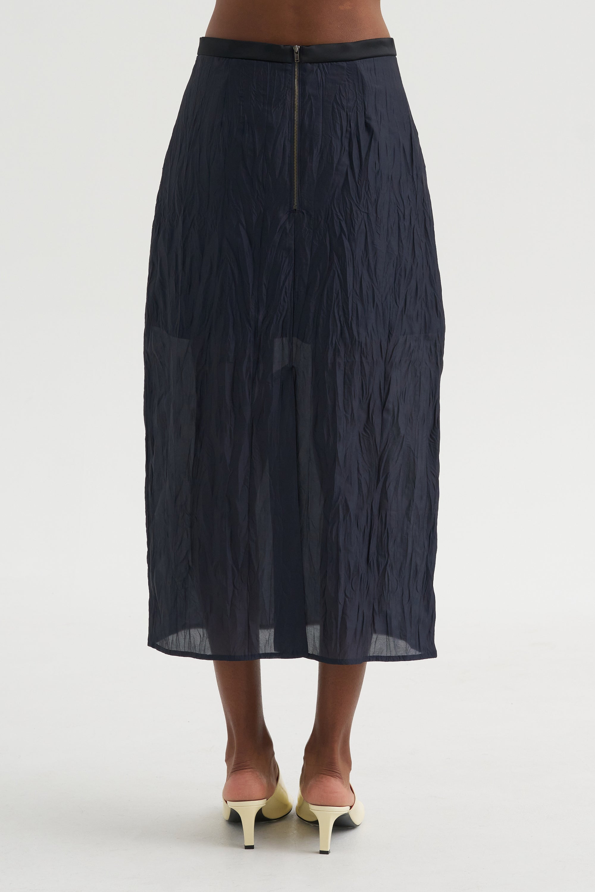 Crinkled Midi Skirt