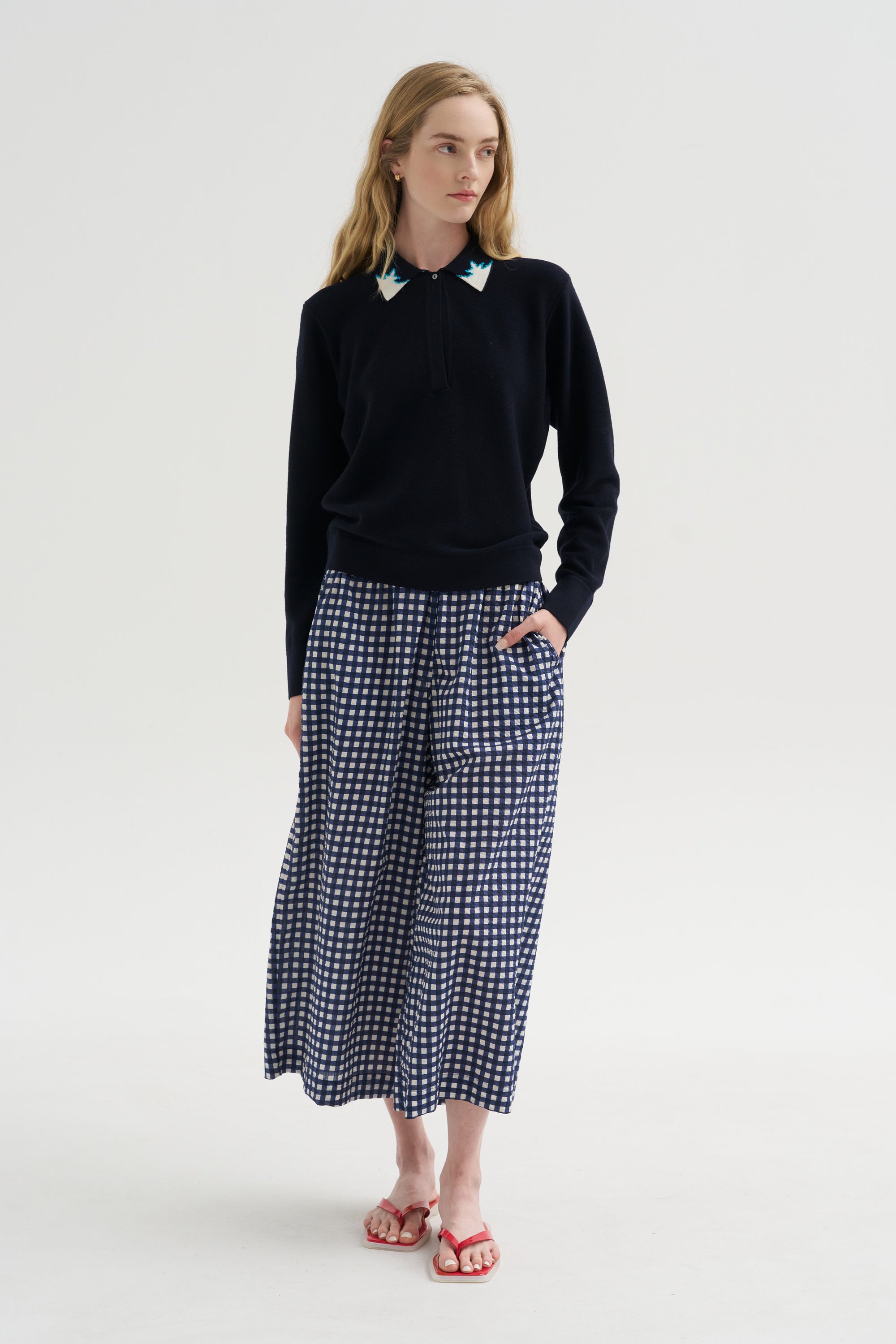 Eclair - Knit Shirt with Graphic Motifs, Midnight-Natural-Turquoise