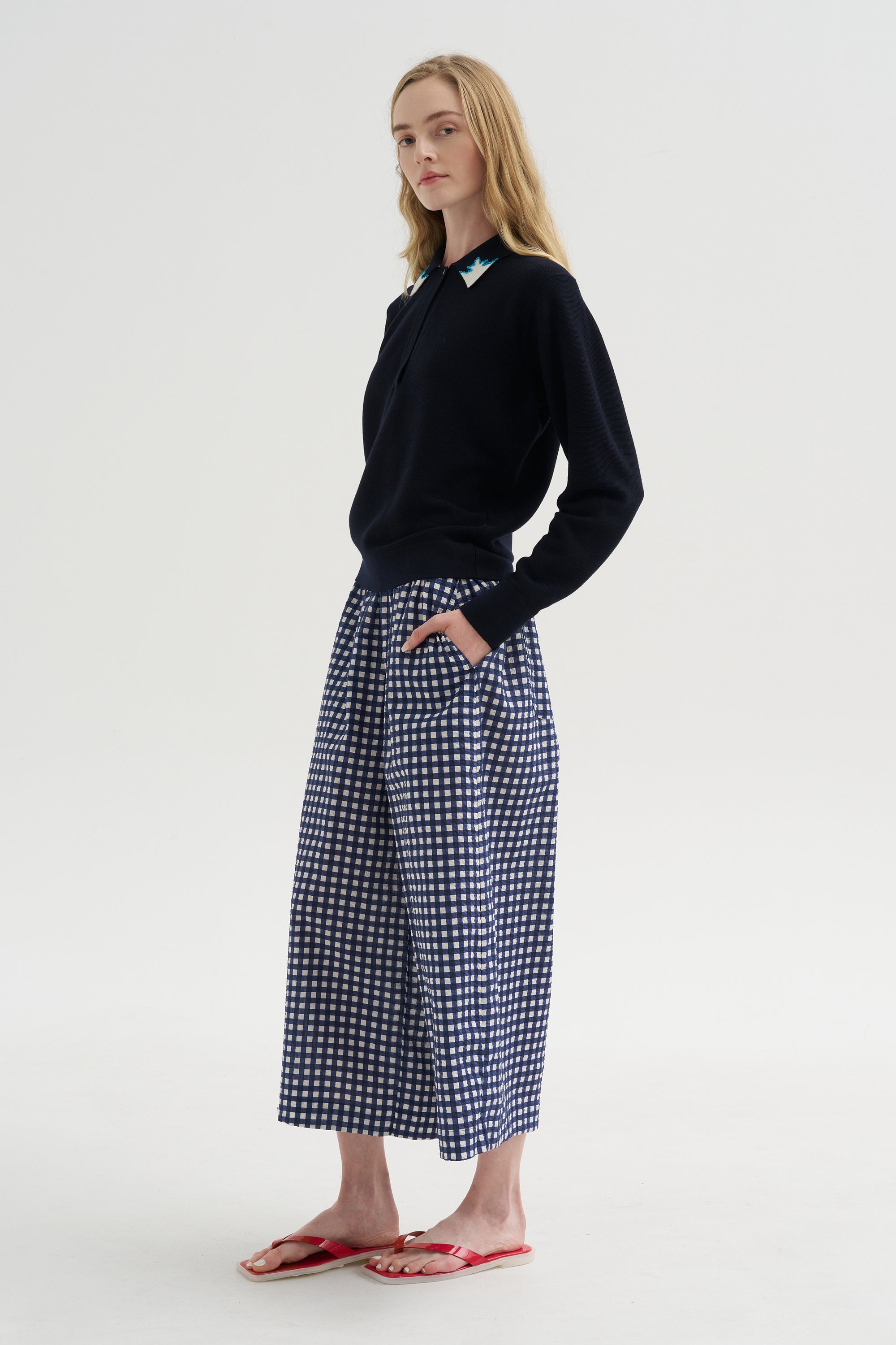 Eclair - Knit Shirt with Graphic Motifs, Midnight-Natural-Turquoise