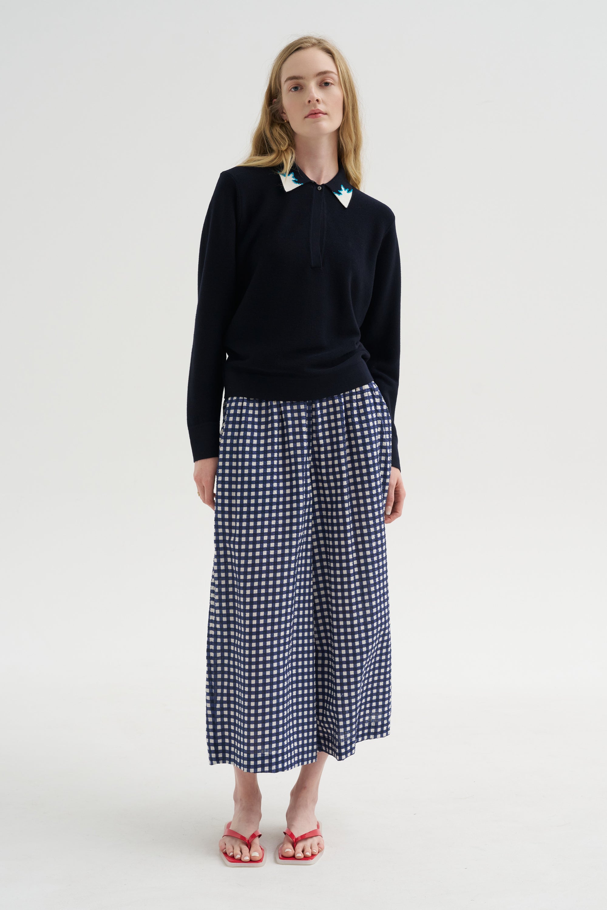 Eclair - Knit Shirt with Graphic Motifs, Midnight-Natural-Turquoise