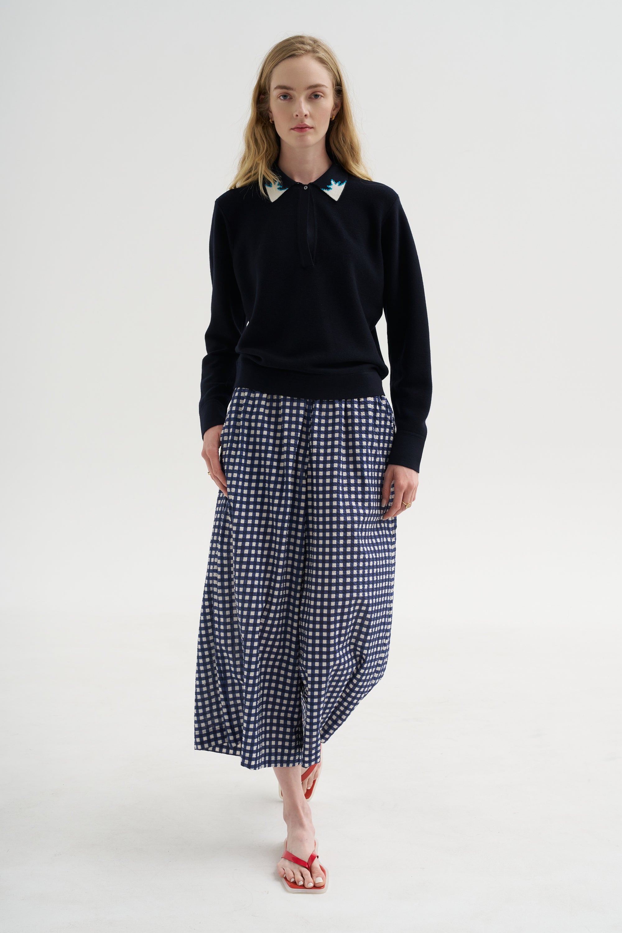 Eclair - Knit Shirt with Graphic Motifs, Midnight-Natural-Turquoise