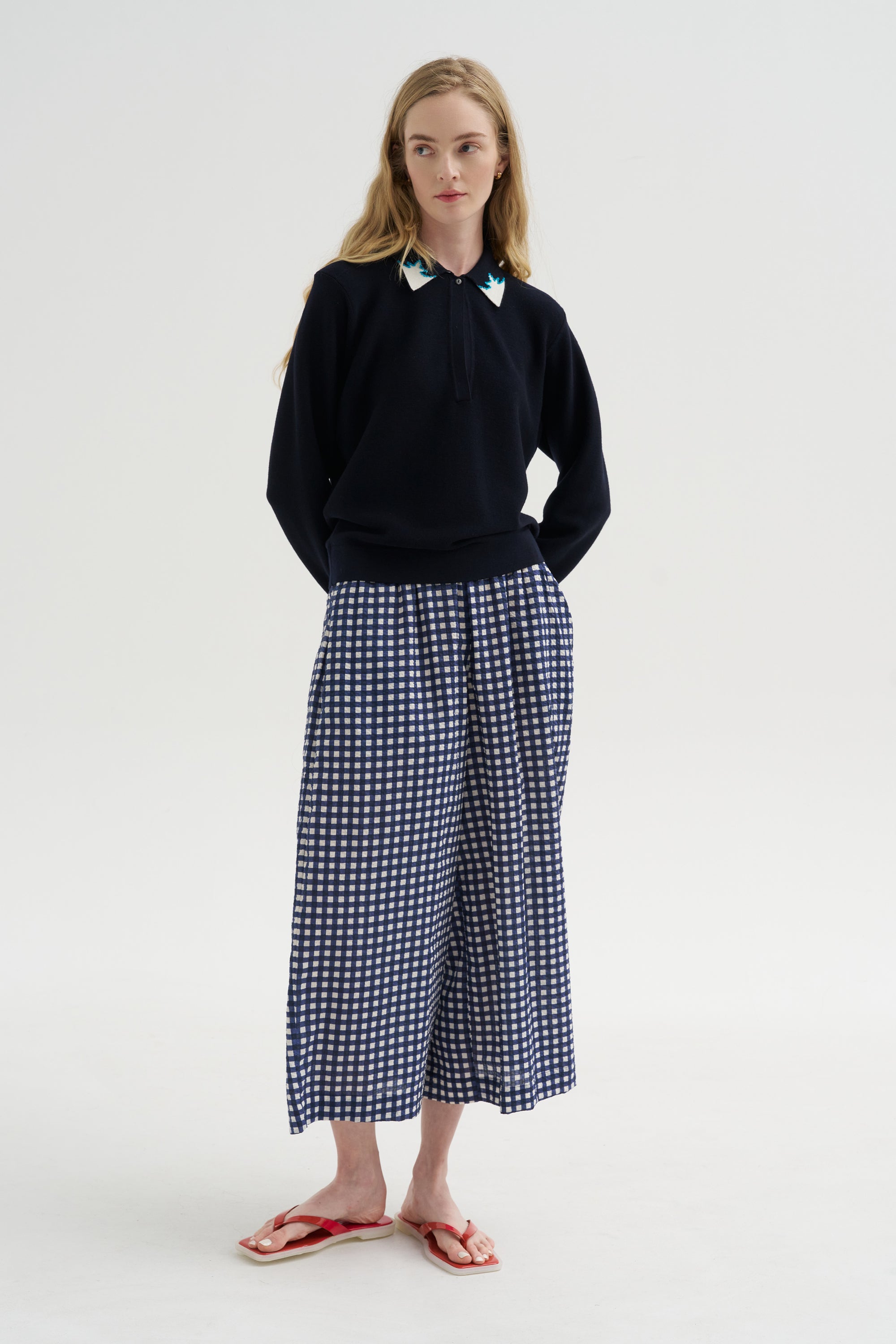 Eclair - Knit Shirt with Graphic Motifs, Midnight-Natural-Turquoise