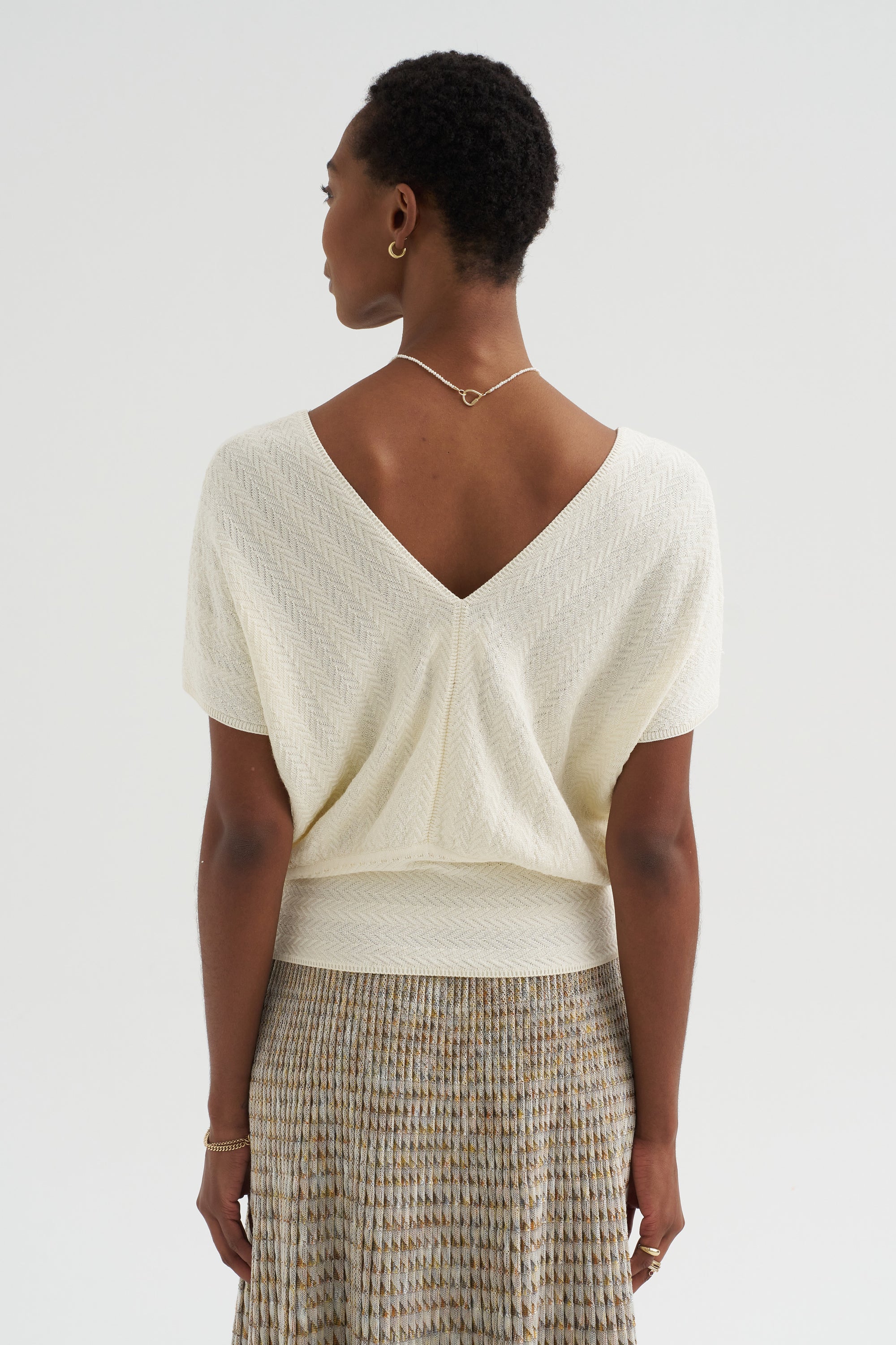 Elysee -  Herringbone Knit Top, Natural