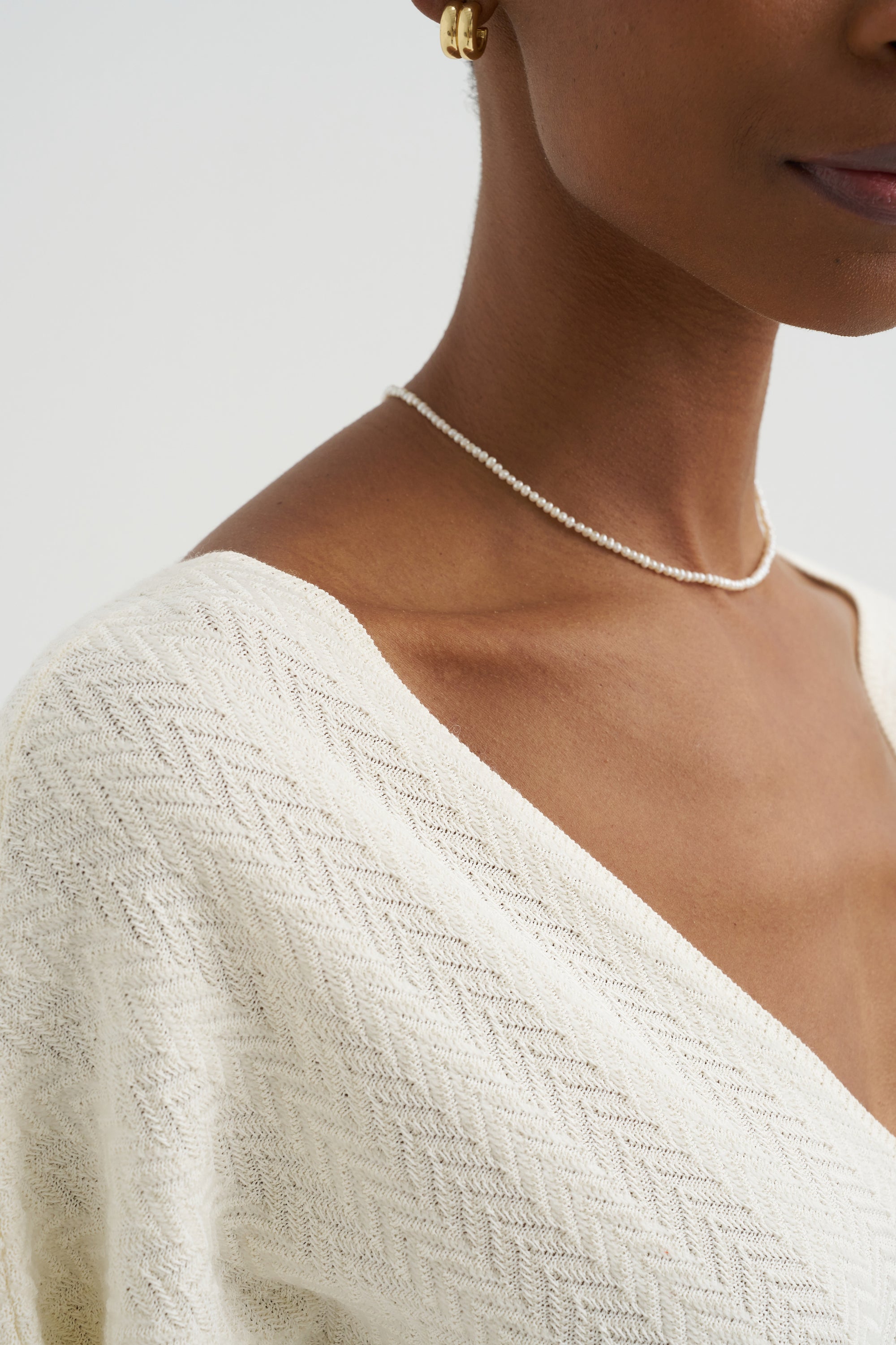 Elysee -  Herringbone Knit Top, Natural