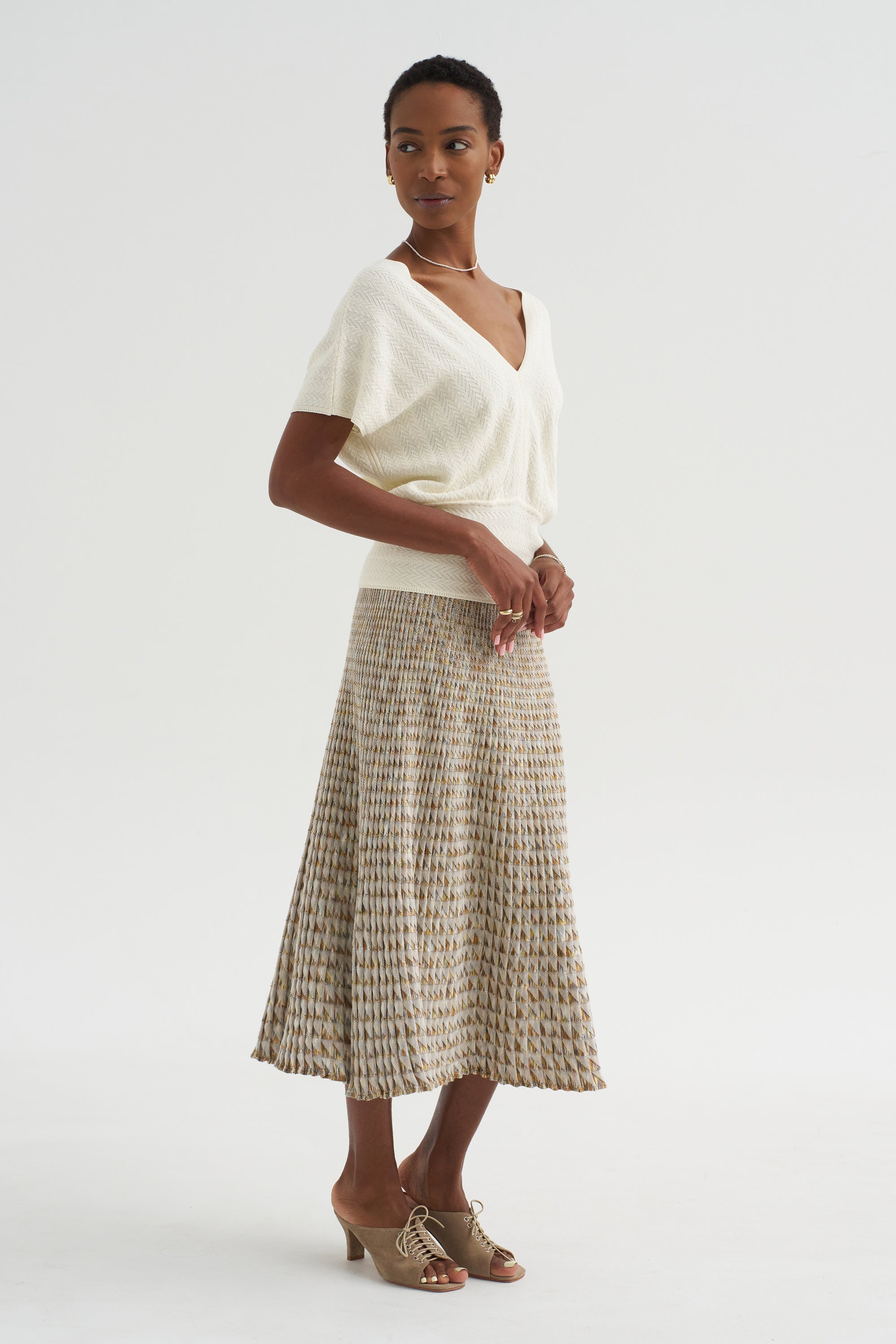 Elysee -  Herringbone Knit Top, Natural