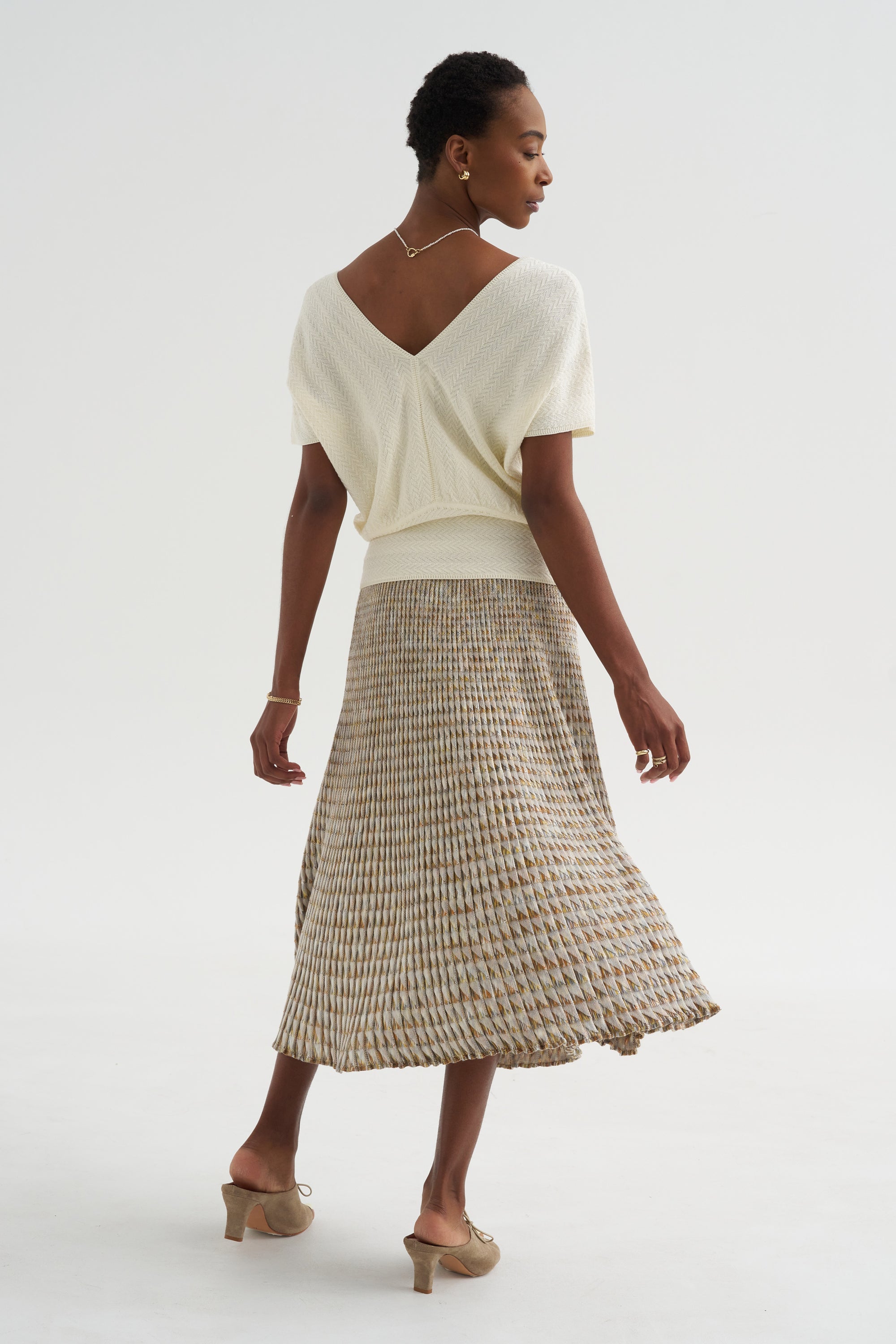 Elysee -  Herringbone Knit Top, Natural