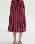 Encore - Fluid Skirt in Herringbone Knit, Garnet-Blueberry-Milk