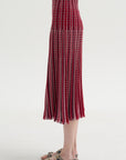 Encore - Fluid Skirt in Herringbone Knit, Garnet-Blueberry-Milk