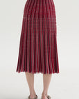 Encore - Fluid Skirt in Herringbone Knit, Garnet-Blueberry-Milk