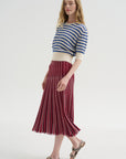 Encore - Fluid Skirt in Herringbone Knit, Garnet-Blueberry-Milk