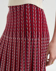 Encore - Fluid Skirt in Herringbone Knit, Garnet-Blueberry-Milk