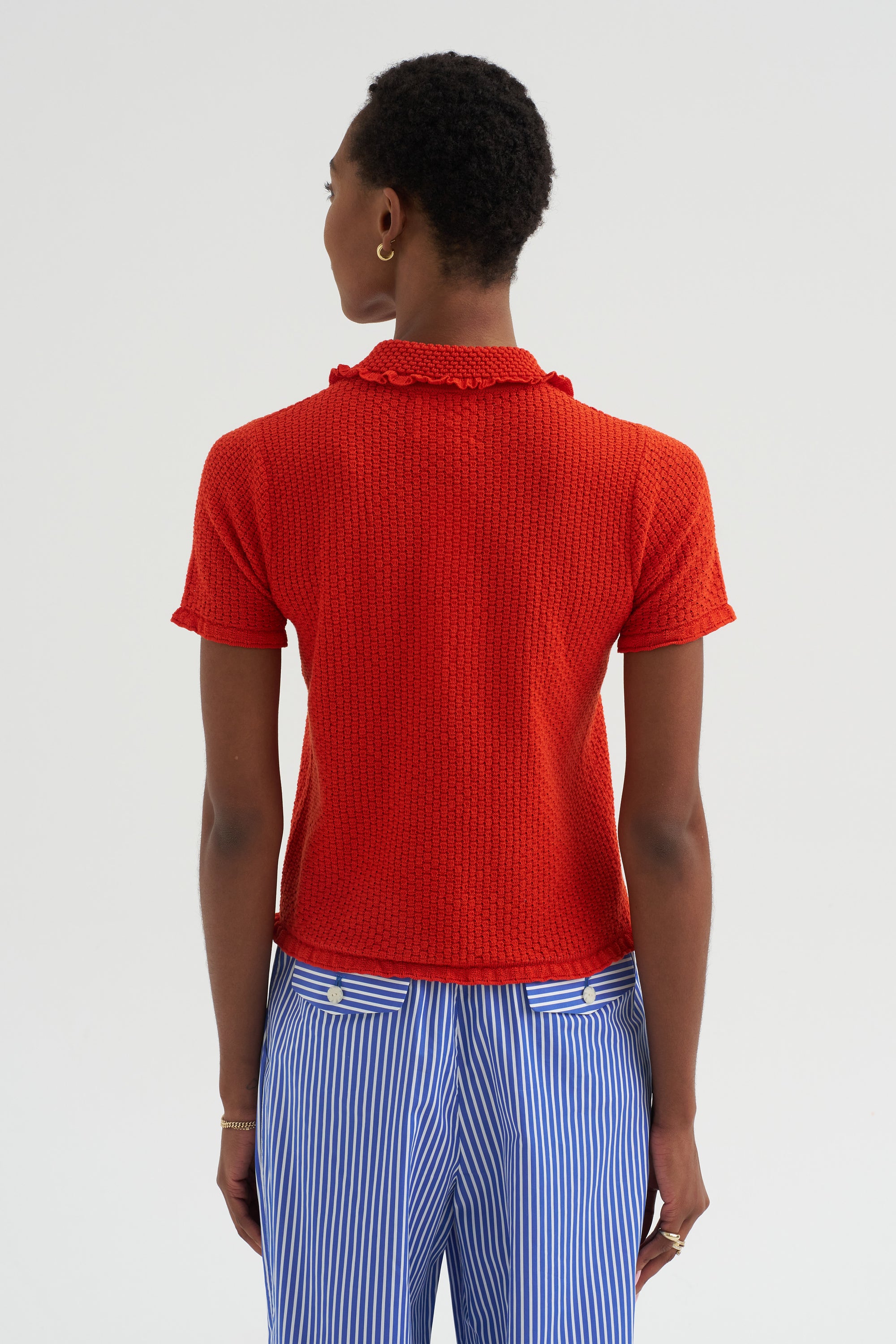 Extra - Ruffled Neck Polo, Blood Orange