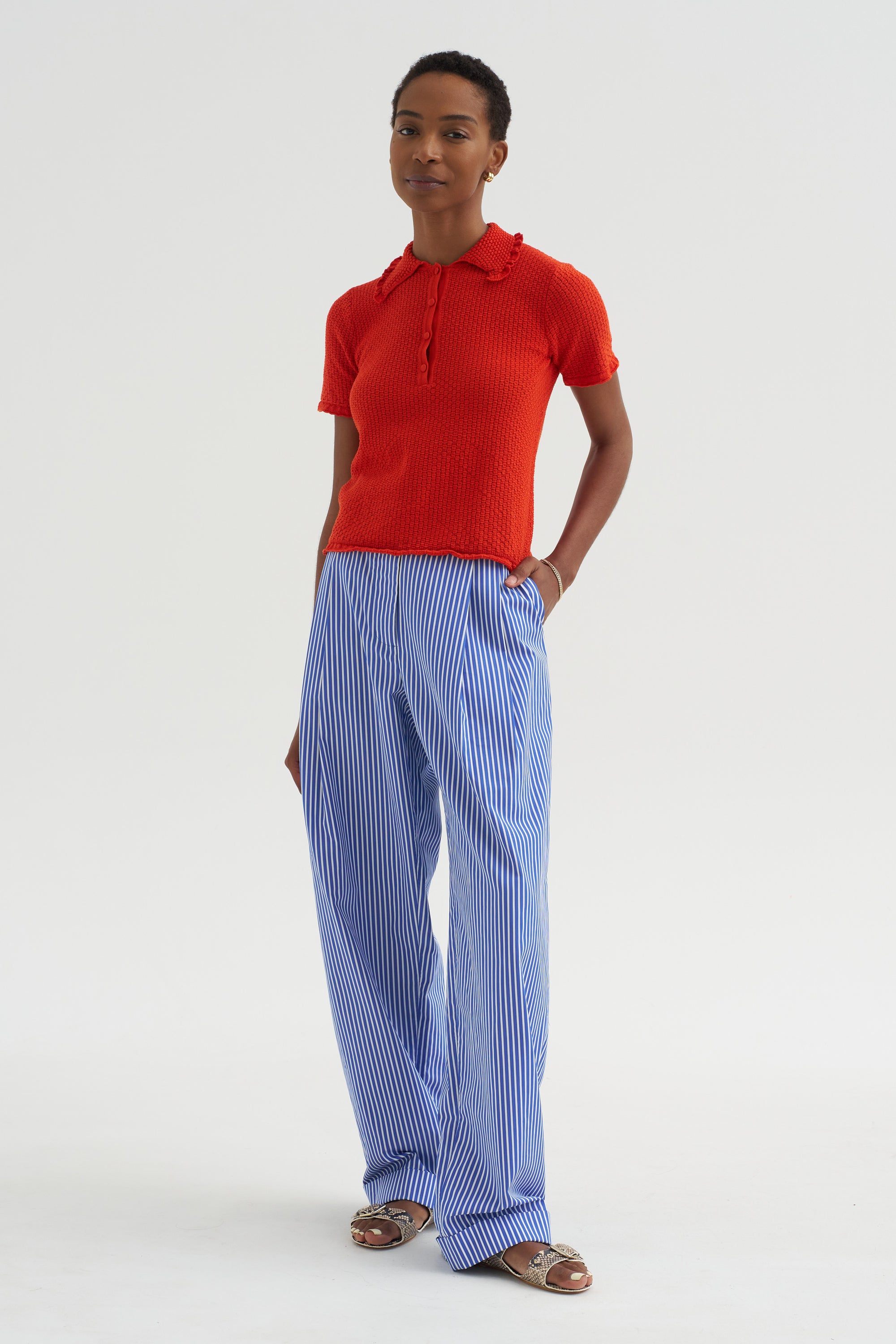 Extra - Ruffled Neck Polo, Blood Orange