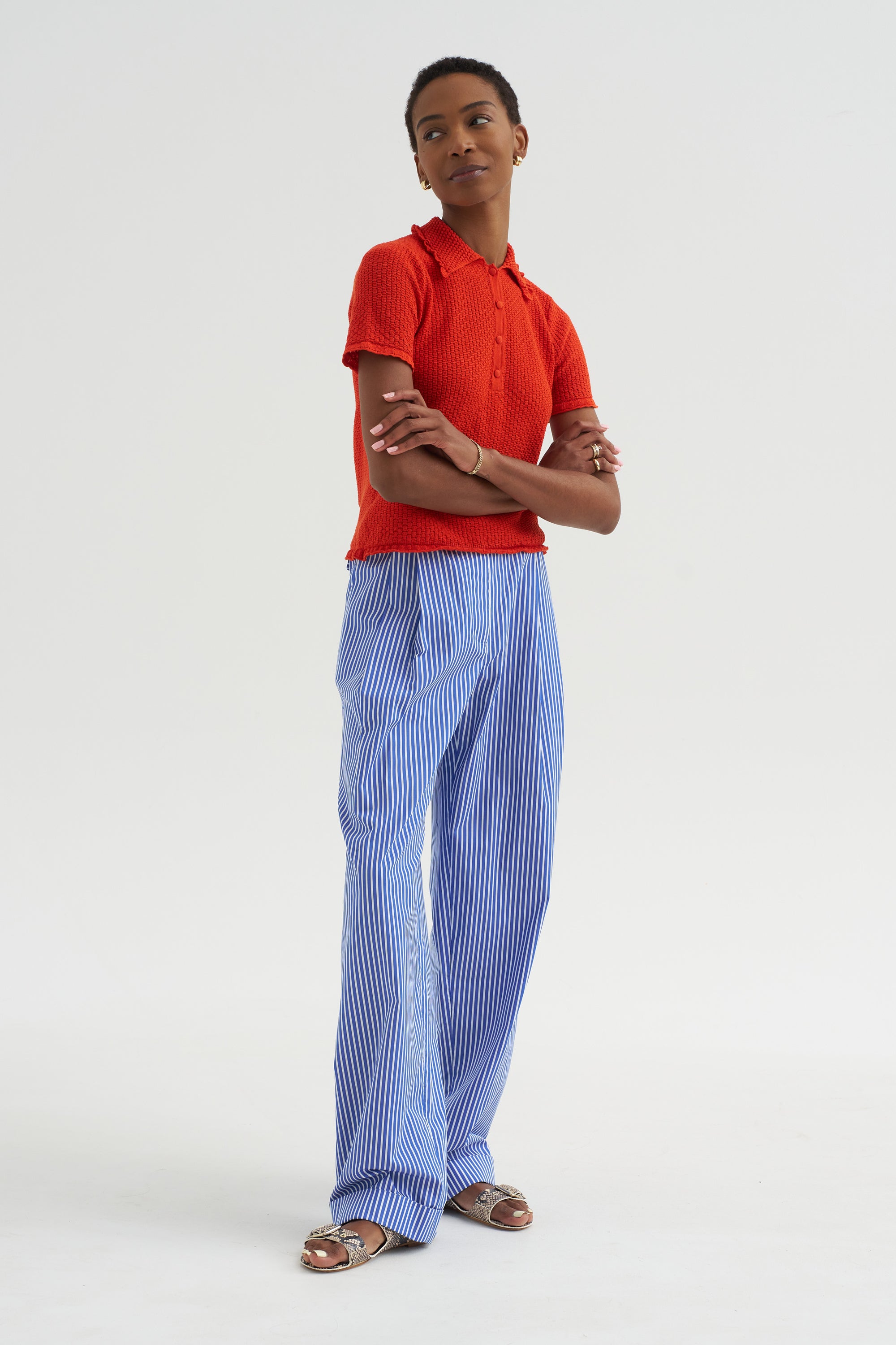 Extra - Ruffled Neck Polo, Blood Orange