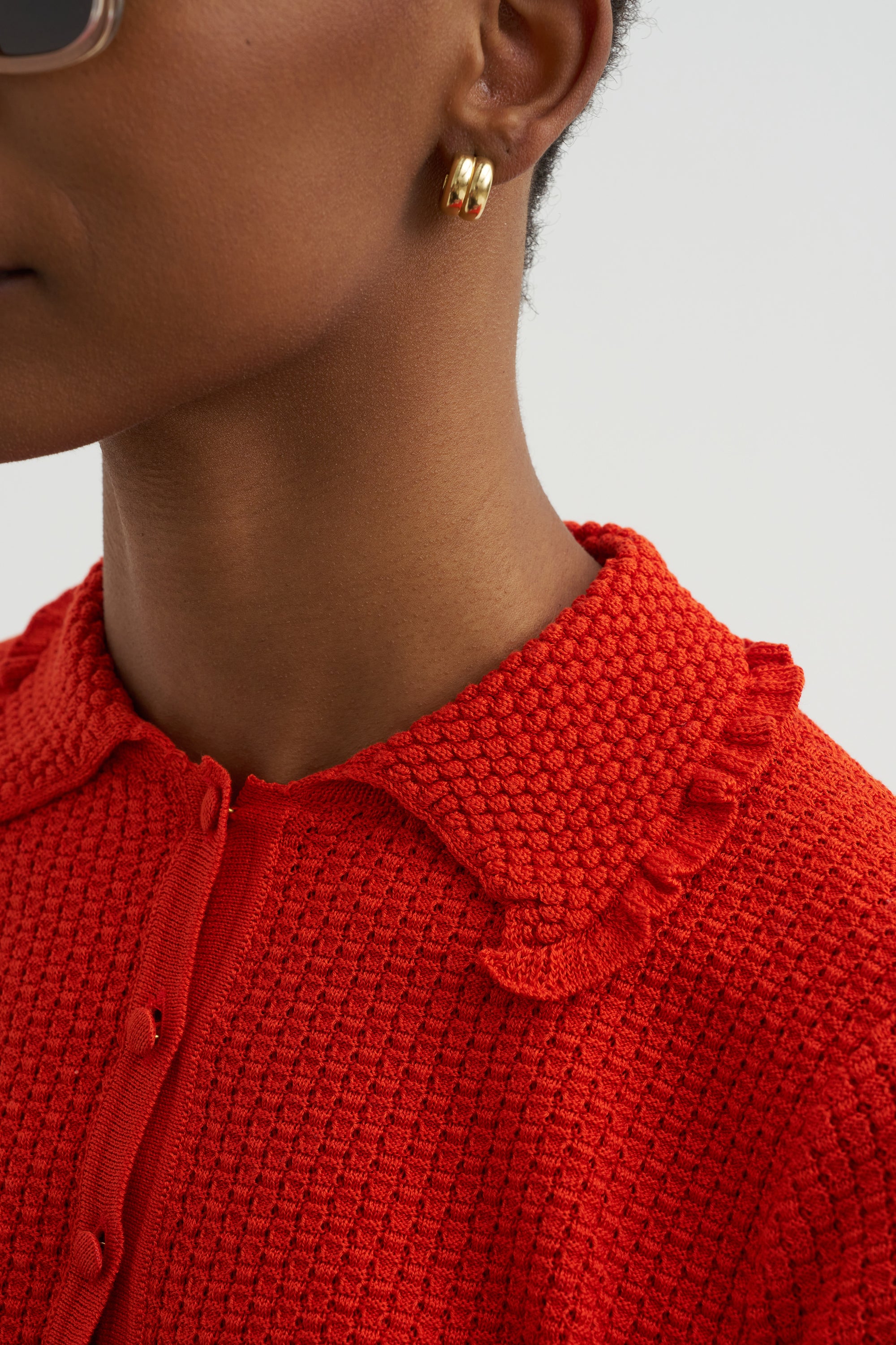 Extra - Ruffled Neck Polo, Blood Orange