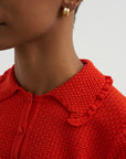 Extra - Ruffled Neck Polo, Blood Orange