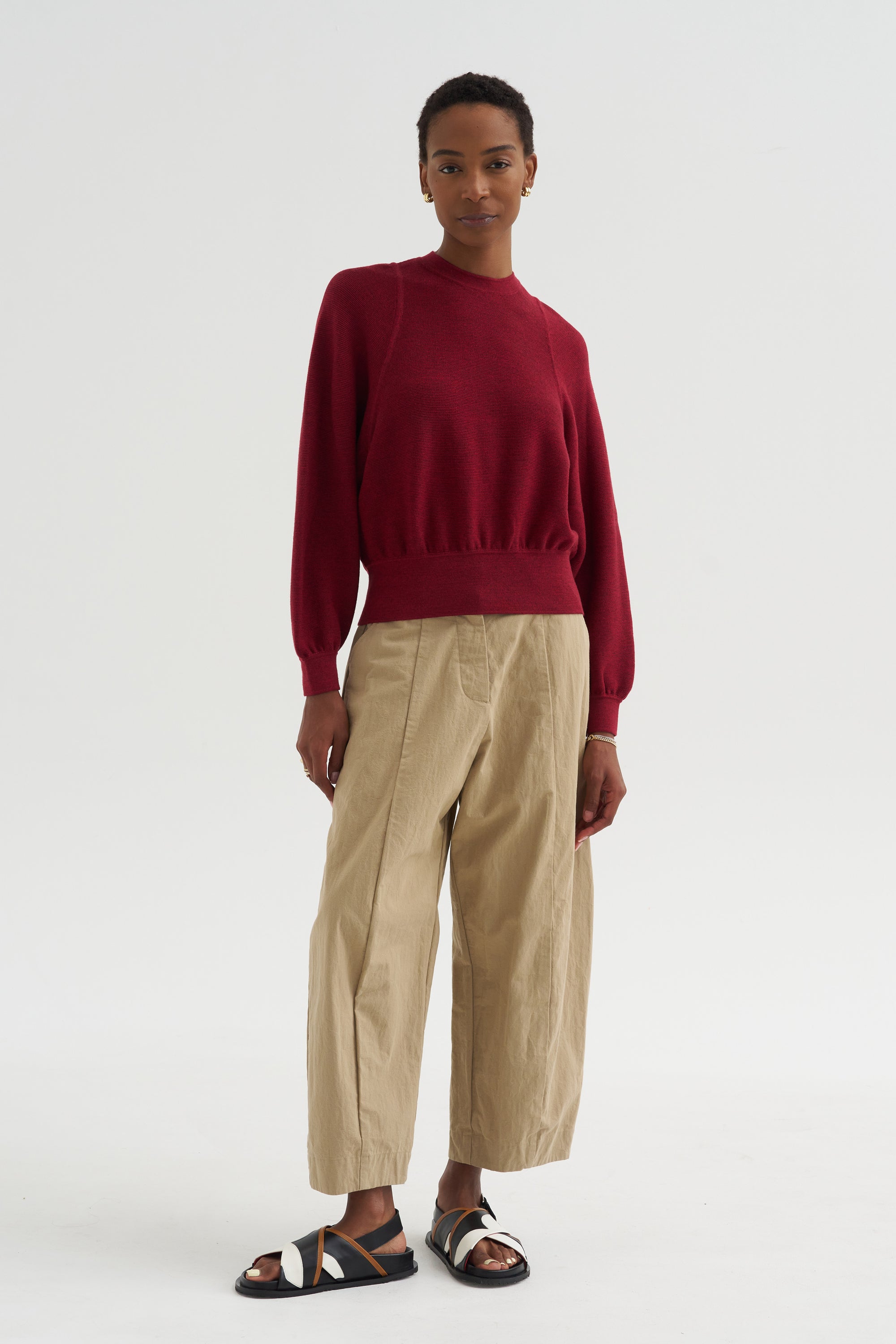 Jour - Fine Openwork Knit, Mottled Red