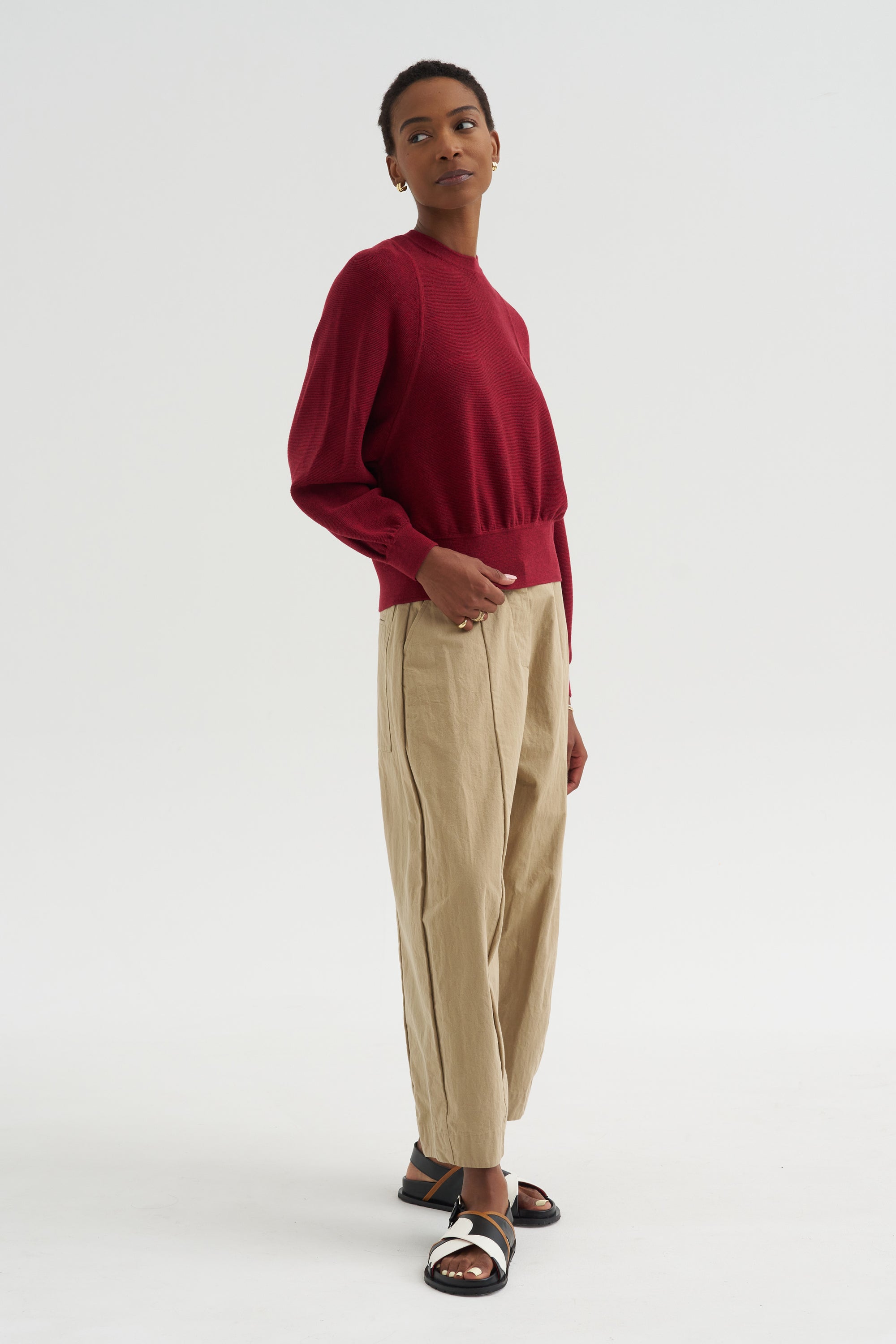 Jour - Fine Openwork Knit, Mottled Red