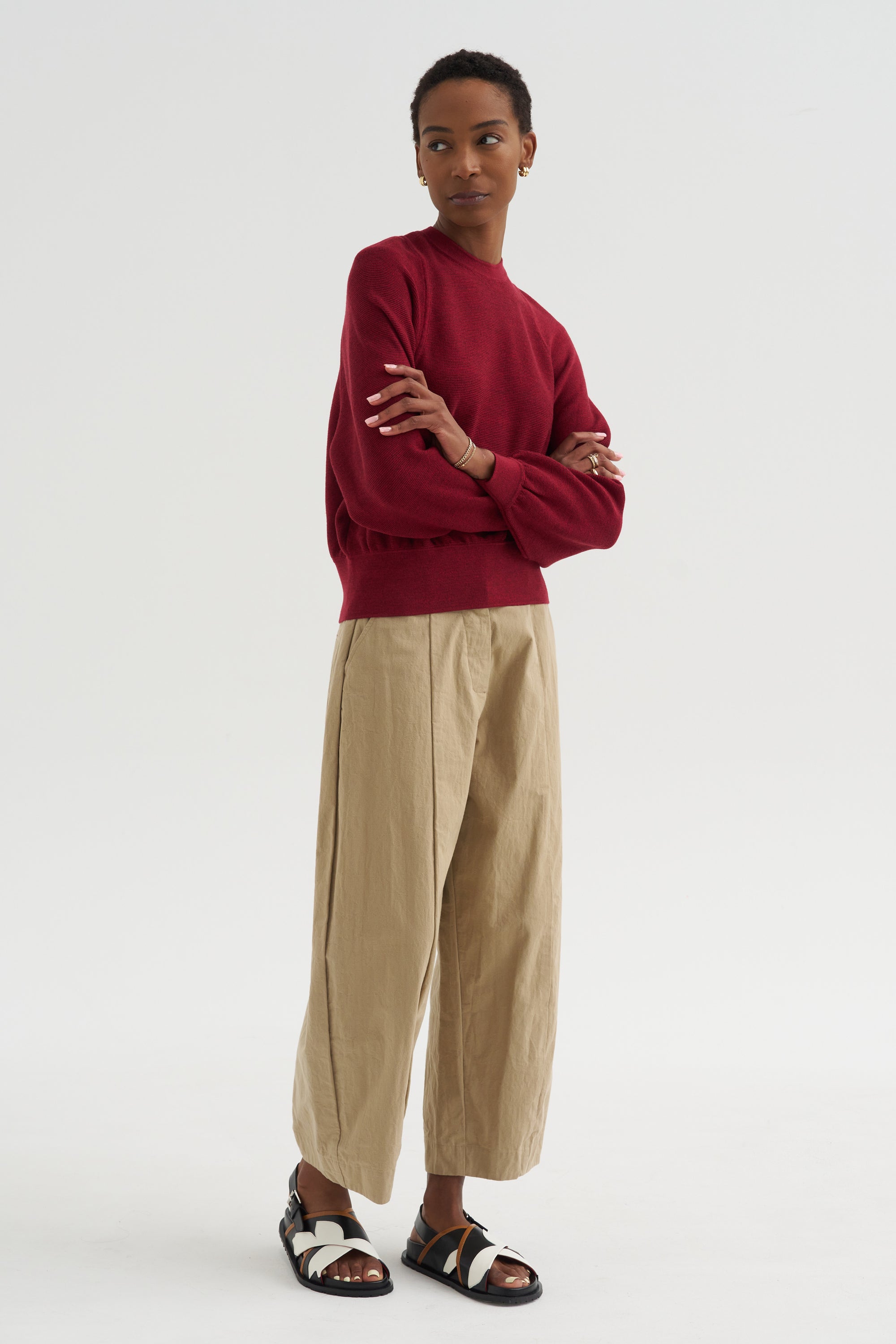 Jour - Fine Openwork Knit, Mottled Red