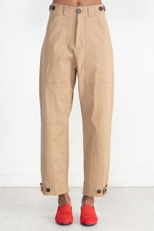 MIJEONG PARK - Cropped Workwear Pants, Camel