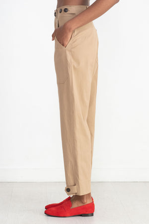MIJEONG PARK - Cropped Workwear Pants, Camel