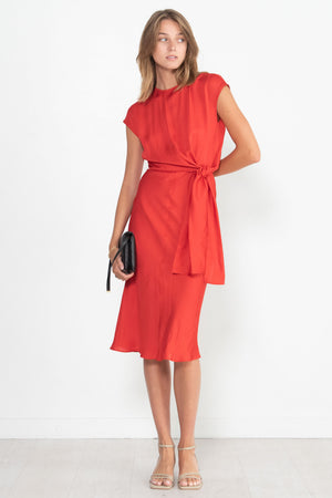 MANTU - Short Sleeve Dress, Burnt Red