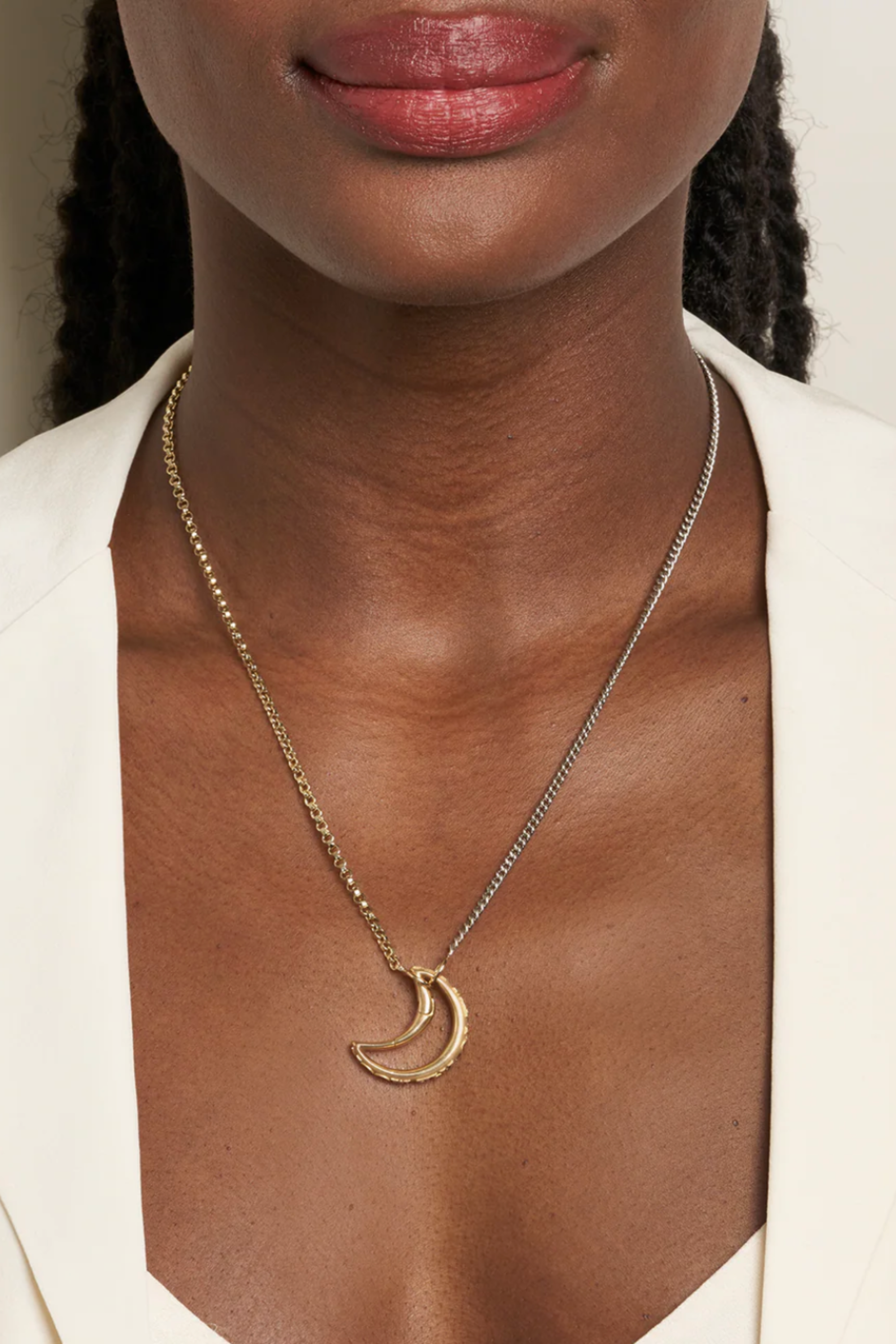 Mixed Up Half &amp; Half Chain Necklace, Sterling Silver &amp; Gold