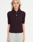 Sugarman Short-Sleeve Polo Knit, Bitter Cherry